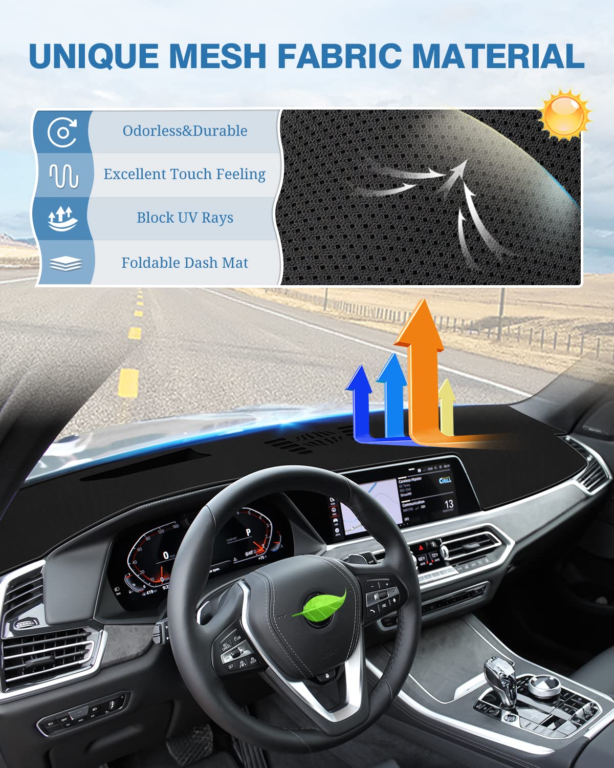 Fiilines Dash Cover Compatible With 2019 2020 2021 2022 Bmw X5/X7 Dashboard Cover Mat For X5/X7 Accessories Sunshade Nonslip Mes