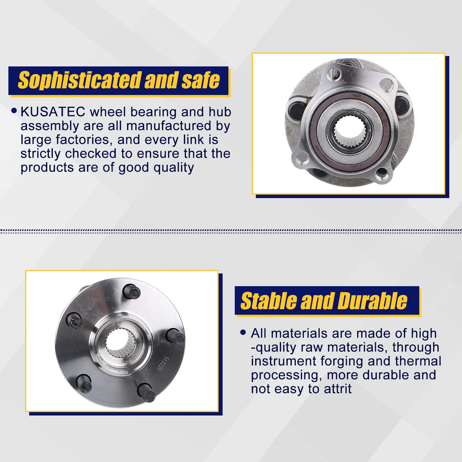 Kusatec 513220 2Pcs Front Wheel Bearing And Hub Assembly Compatible With Subaru Outback Legacy 2005 2006 2007 2008 2009 2010 2011 2012 2013 2014, 5 Lug Bolts W/Abs