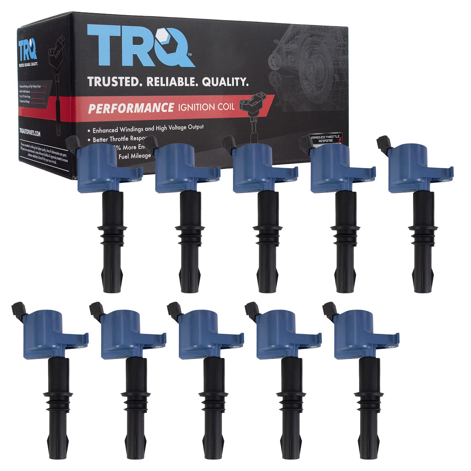TRQ Ignition Coil Set - Compatible with 2005-2008 Ford F-250, F-350, F-450 Super Duty & F-53 Motorhome Chassis