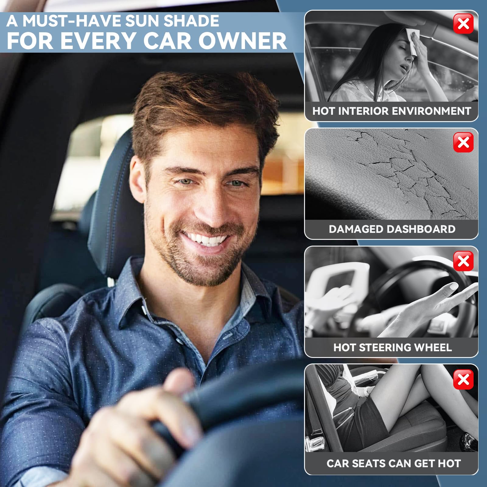 Sun Shade Sunshade For Honda Pilot 2016-2024 2025 Windshield Cover, 4-Layers Sun Shield 240T Silver Sun Visor Foldable Window Sh