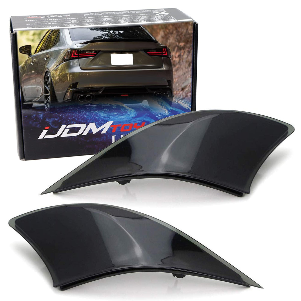 iJDMTOY Smoked Lens Rear Bumper Reflector Lenses Compatible with 2014-2020 Lexus is IS250 IS300 IS350 IS200t is-F, OE-Spec LH RH