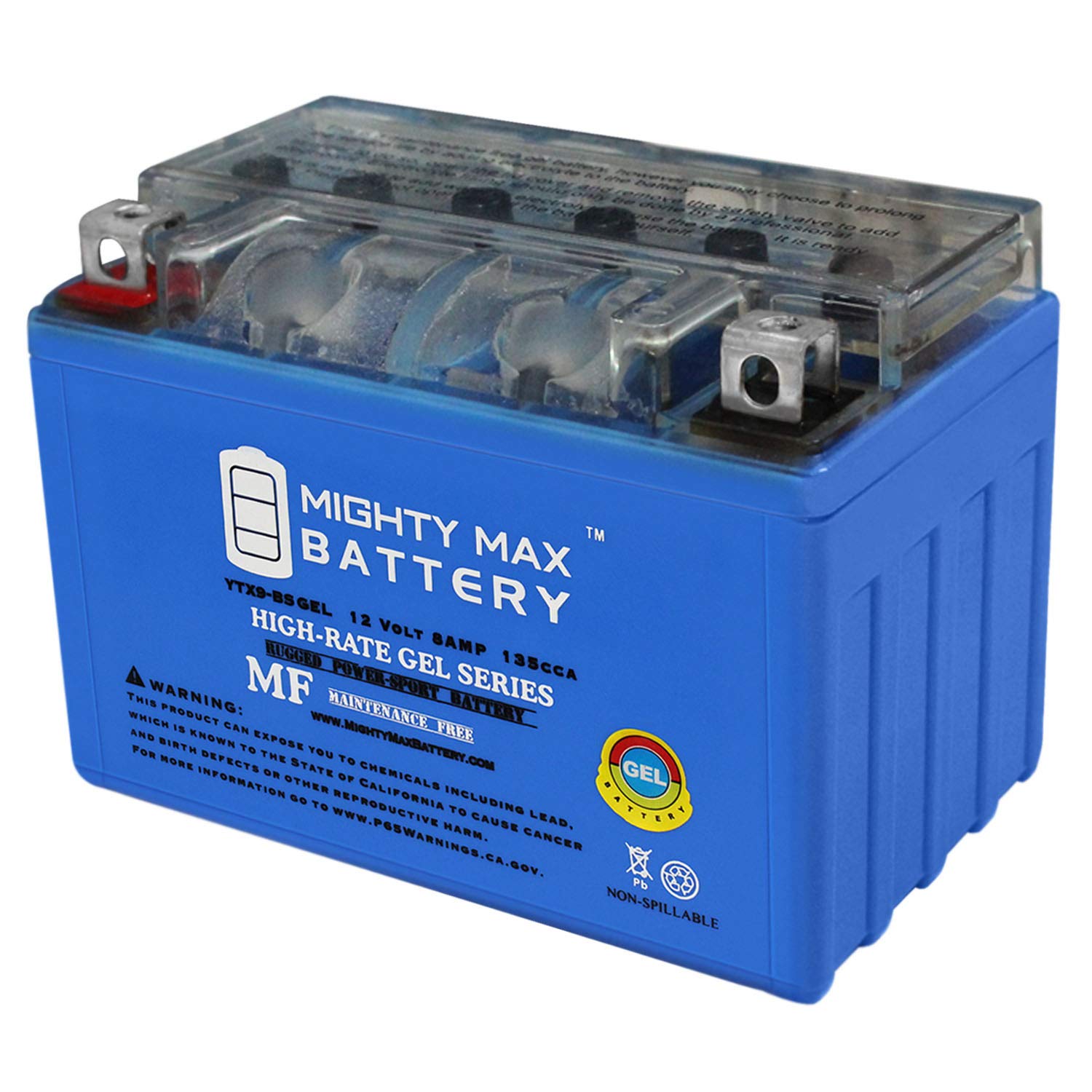 Mighty Max Battery Ytx9-Bs Gel -12 Volt 8 Ah, Gel Type, 135 Cca, Rechargeable Maintenance Free Sla Agm Motorcycle Battery