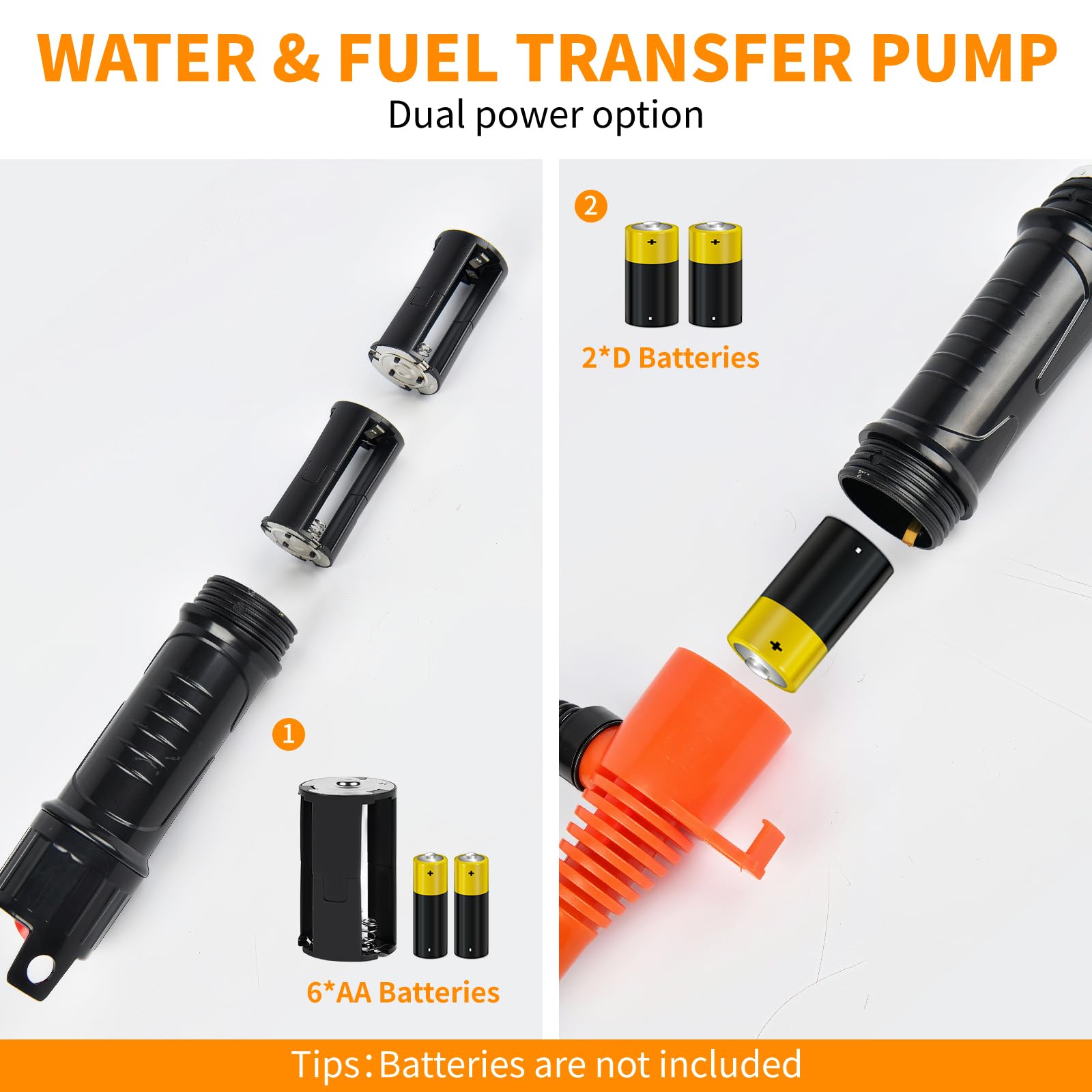 Portable Power Battery Pump, Battery Operated Electric Siphon Pump Water Transfer Pump, Easy to Use Manual Portable 2.4GPM Pump