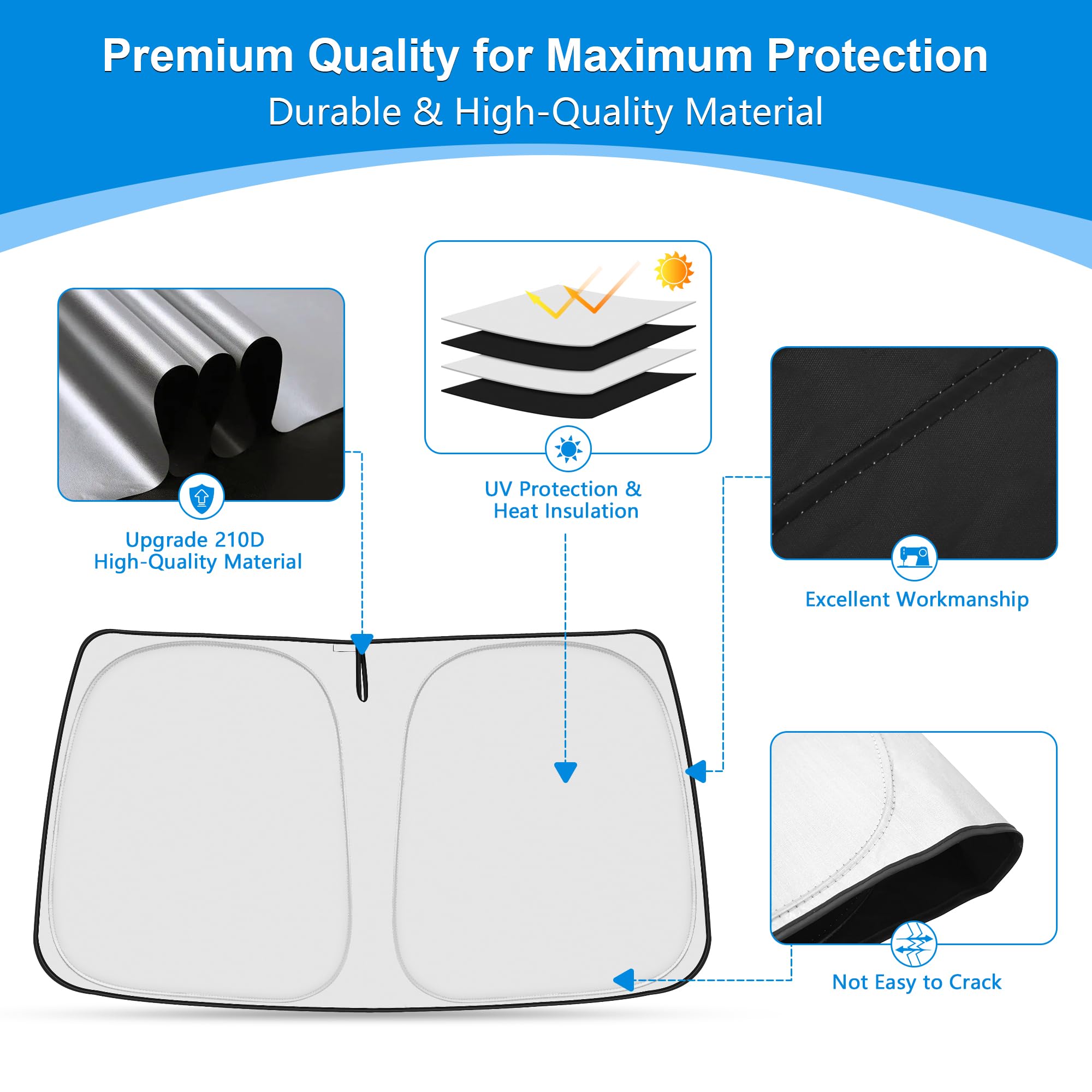 ULROLIT Windshield Sun Shade for Nissan Rogue 3rd Gen 2021 2022 2023 2024 (Not for Rogue Sport), Foldable Window Sunshade Sun Vi
