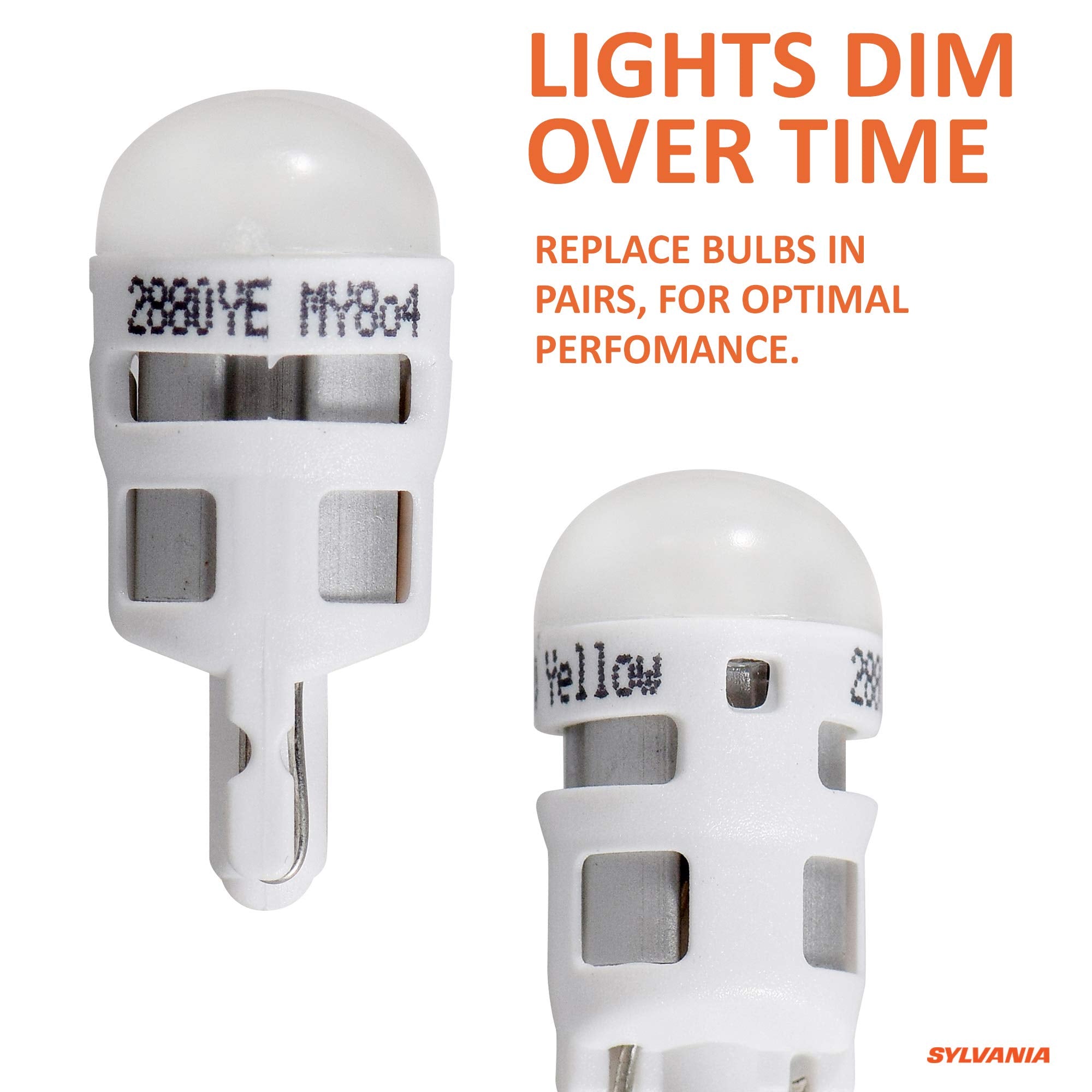 Sylvania Zevo 194 T10 W5W Amber Led Bulb, (Contains 2 Bulbs)