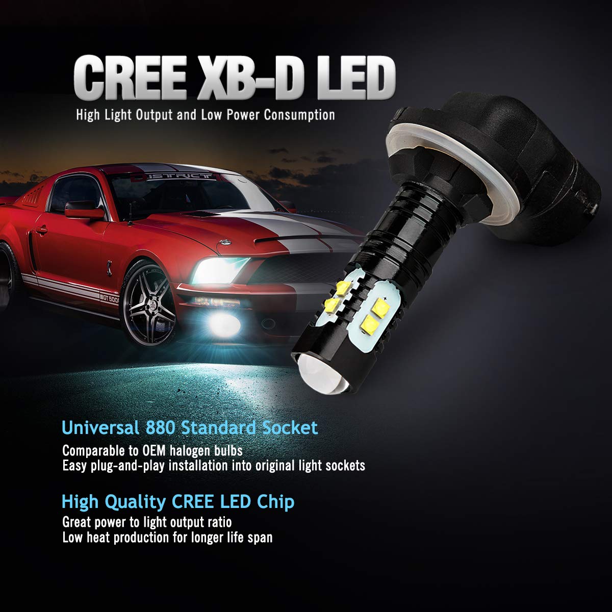 Antline Extremely Bright 50W High Power 881 889 886 894 896 Led Fog Light Bulbs Xenon White For Drl Or Fog Lights (Packs Of 2)