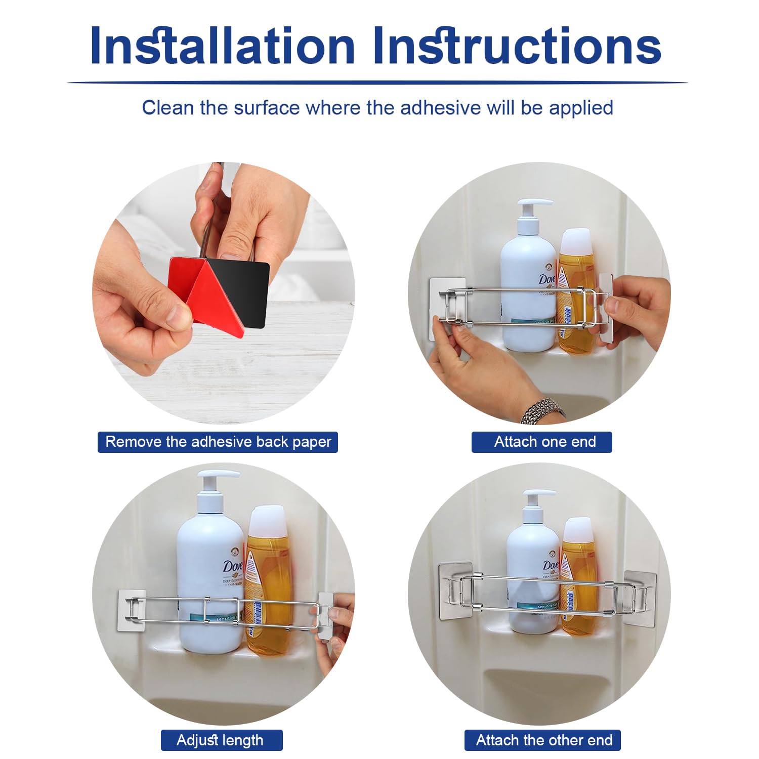 Safoner Rv Shower Corner Storage Bar- Adjustable Stainless Steel Rod For Corner Shelves In Camper, Length 7.9-13.9 Inches- Rv Ba