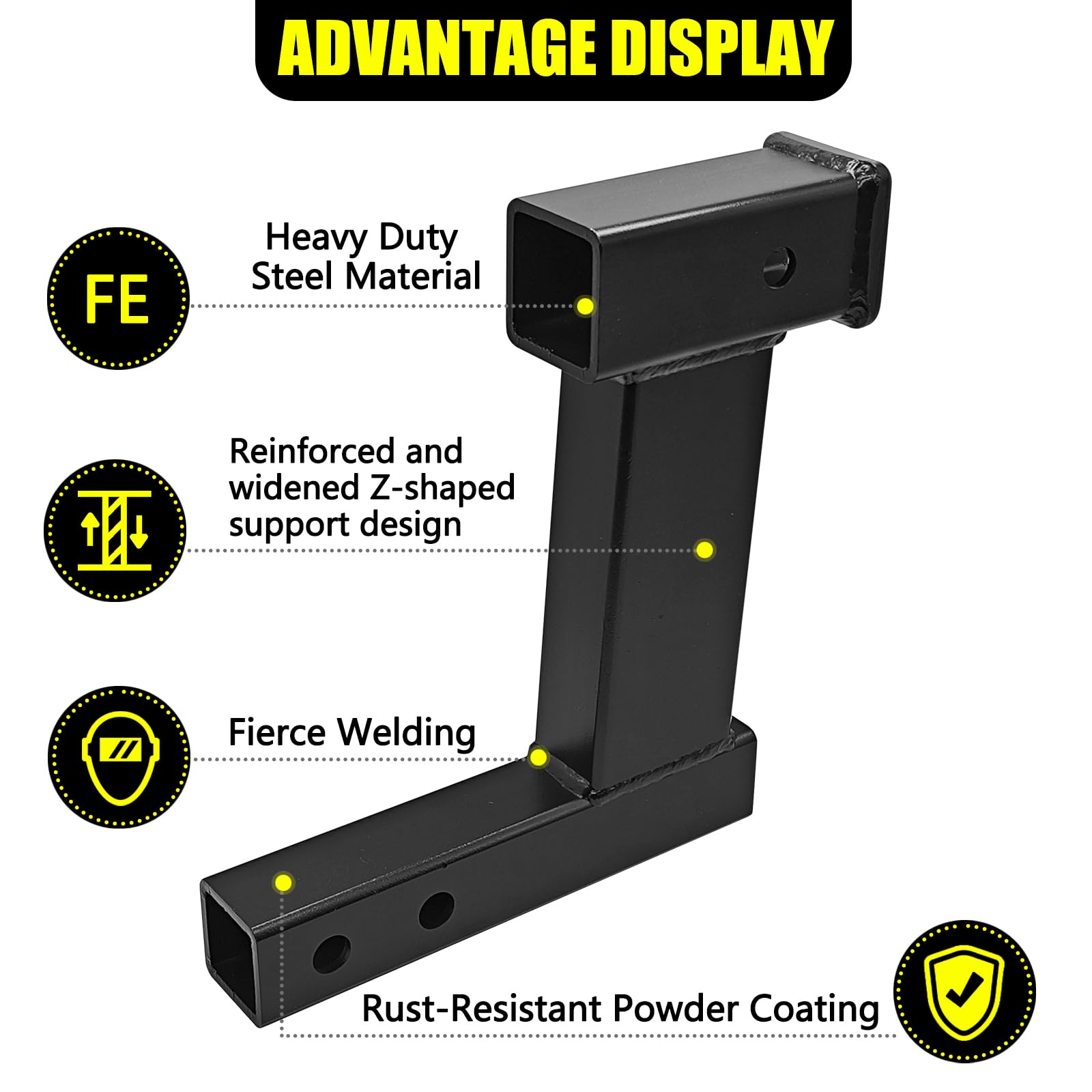 Kairay Trailer Receiver Hitch Riser Extender Adapter 10'' Drop/Riser, 8'' And 10'' Extension Length, 2'' Shank, 7500Lbs Towing C