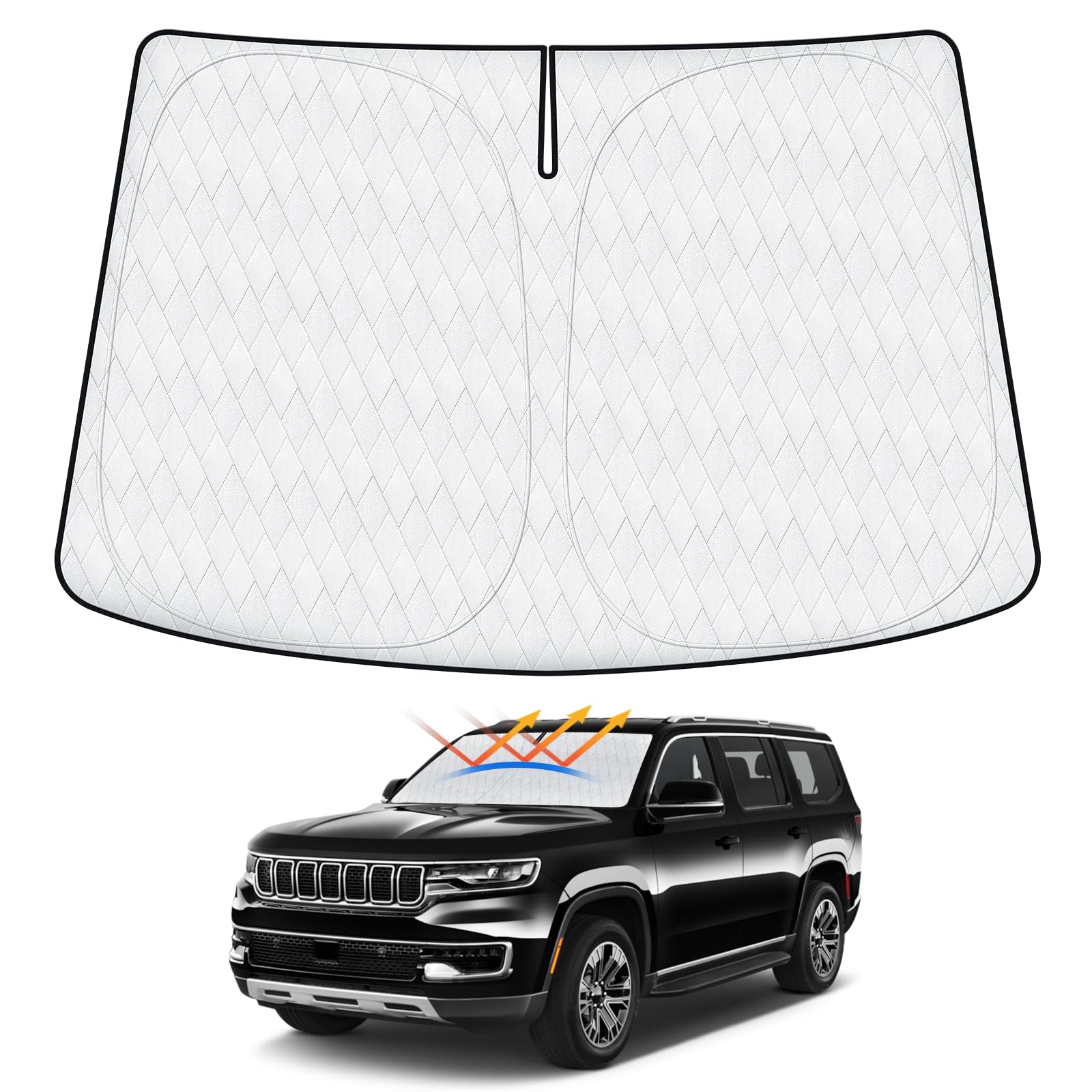 Cartist Windshield Sun Shade Custom Fit For Jeep Wagoneer 2022 2023 2024 Accessories Foldable Car Front Window Sunshade Sun Viso