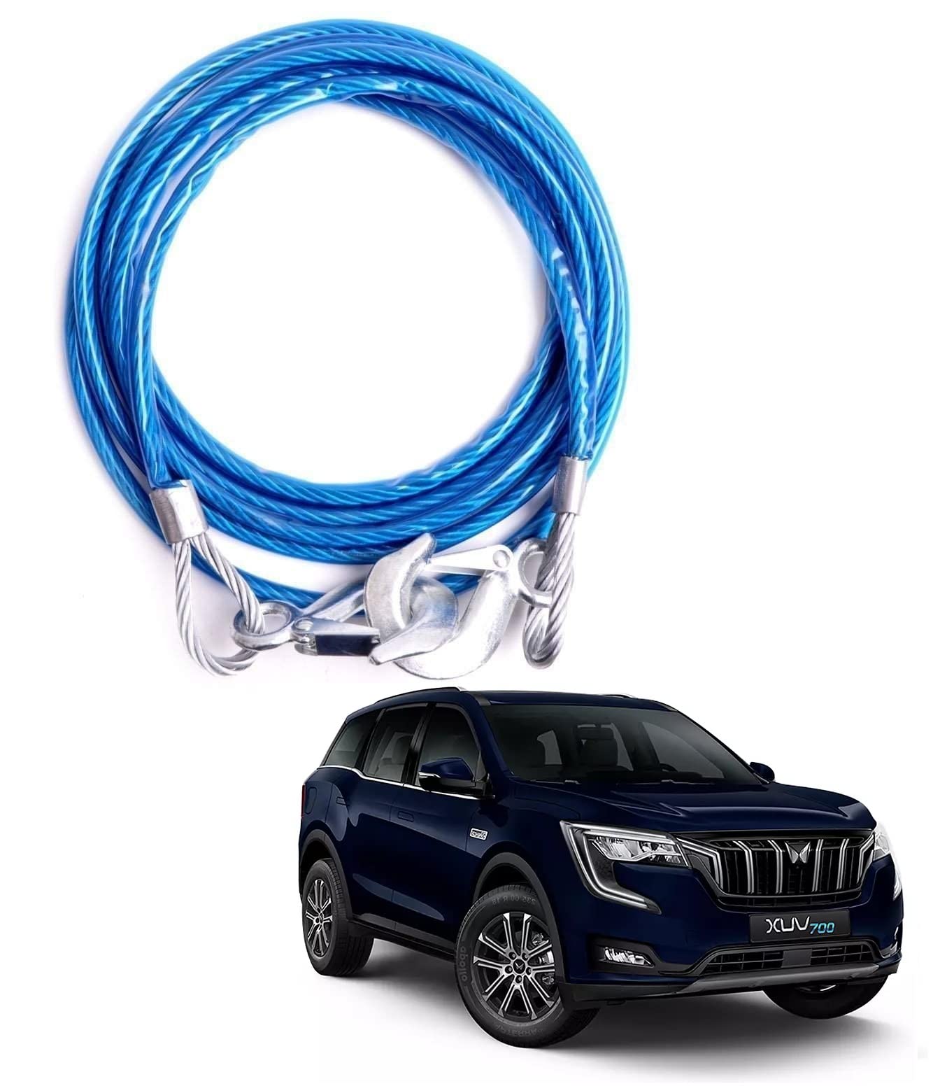 Kozdiko Blue Car Auto Full Steel Towing Rope 6000Kgs 8Mm For Mahindra Xuv 700