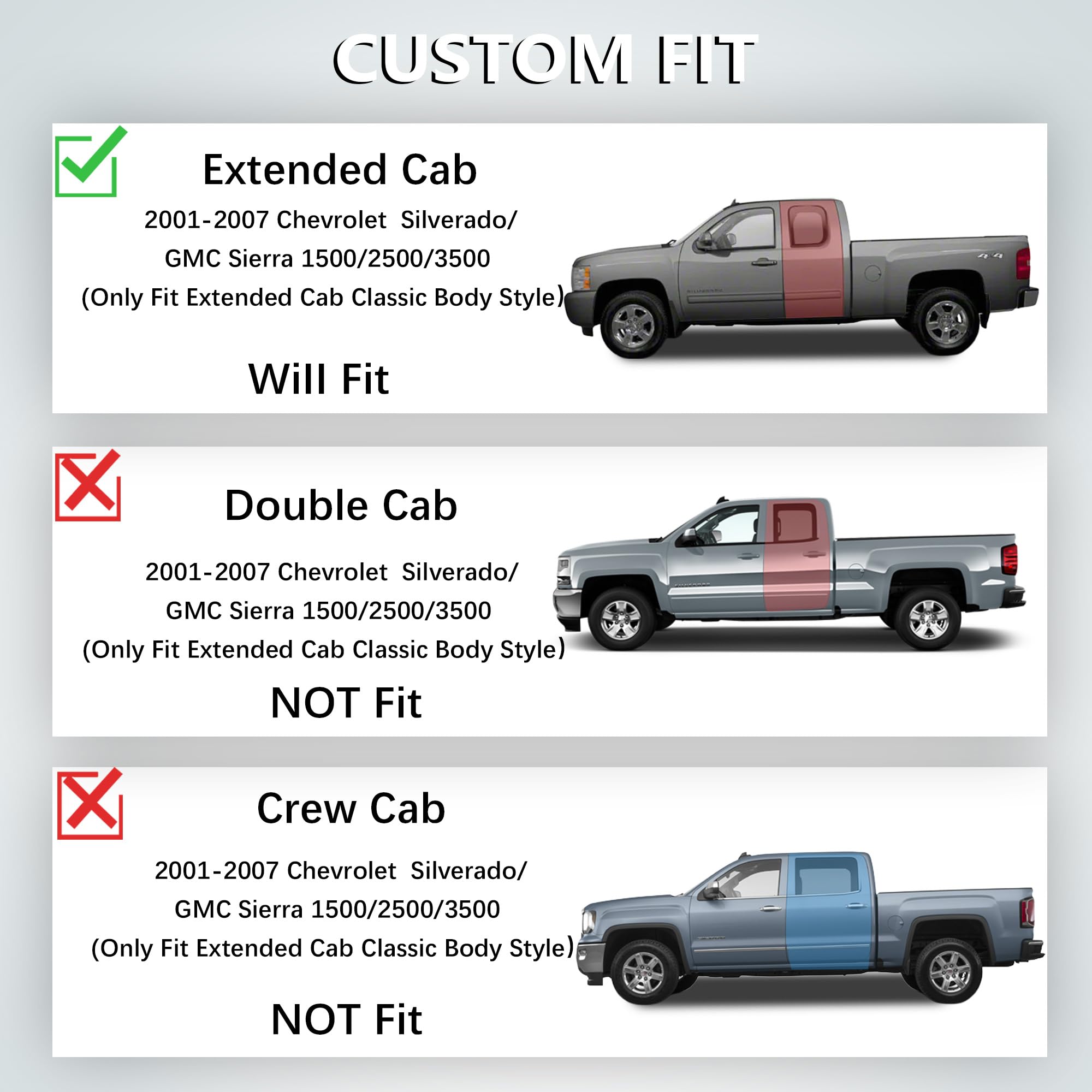 Karpal Floor Mats For 2001-2007 Chevrolet Silverado/Gmc Sierra 1500/2500/3500 (Only Fit Extended Cab Classic Body Style),Tpe All