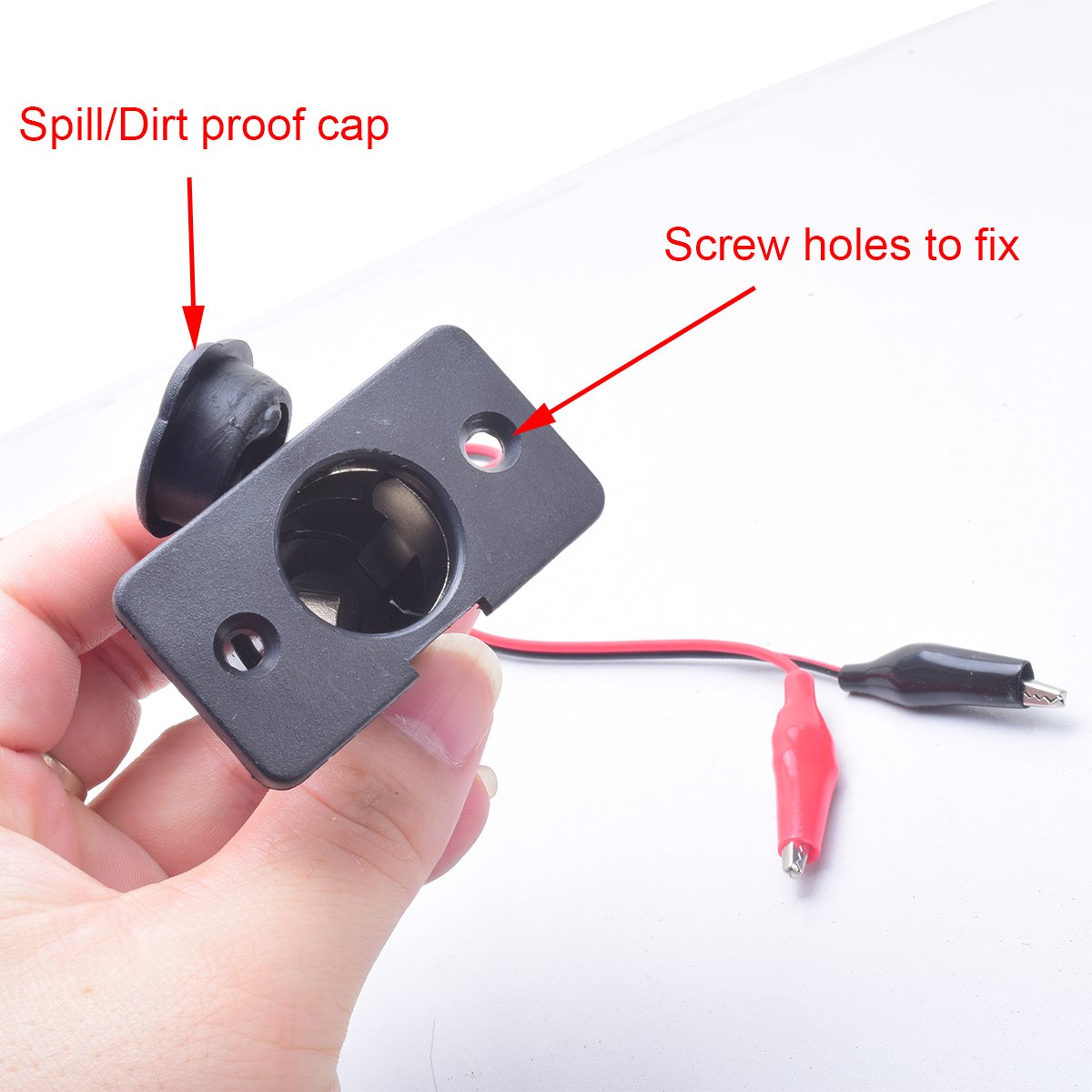 EKYLIN Car Auto Motorcycle Cigarette Lighter Charger Female Socket w/Alligator Clips Battery Clip-on 3.2FT Extension Cable Cigar