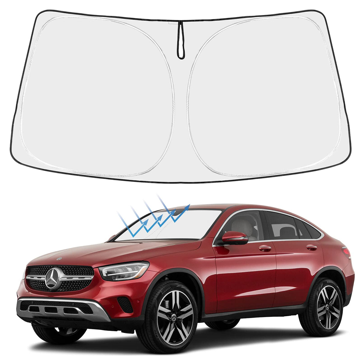 Proadsy 2024 Upgrade Front Windshield Sun Shade Foldable Sunshade Protector Custom Fit 2024-2016 Mercedes Benz Glc Winter Access