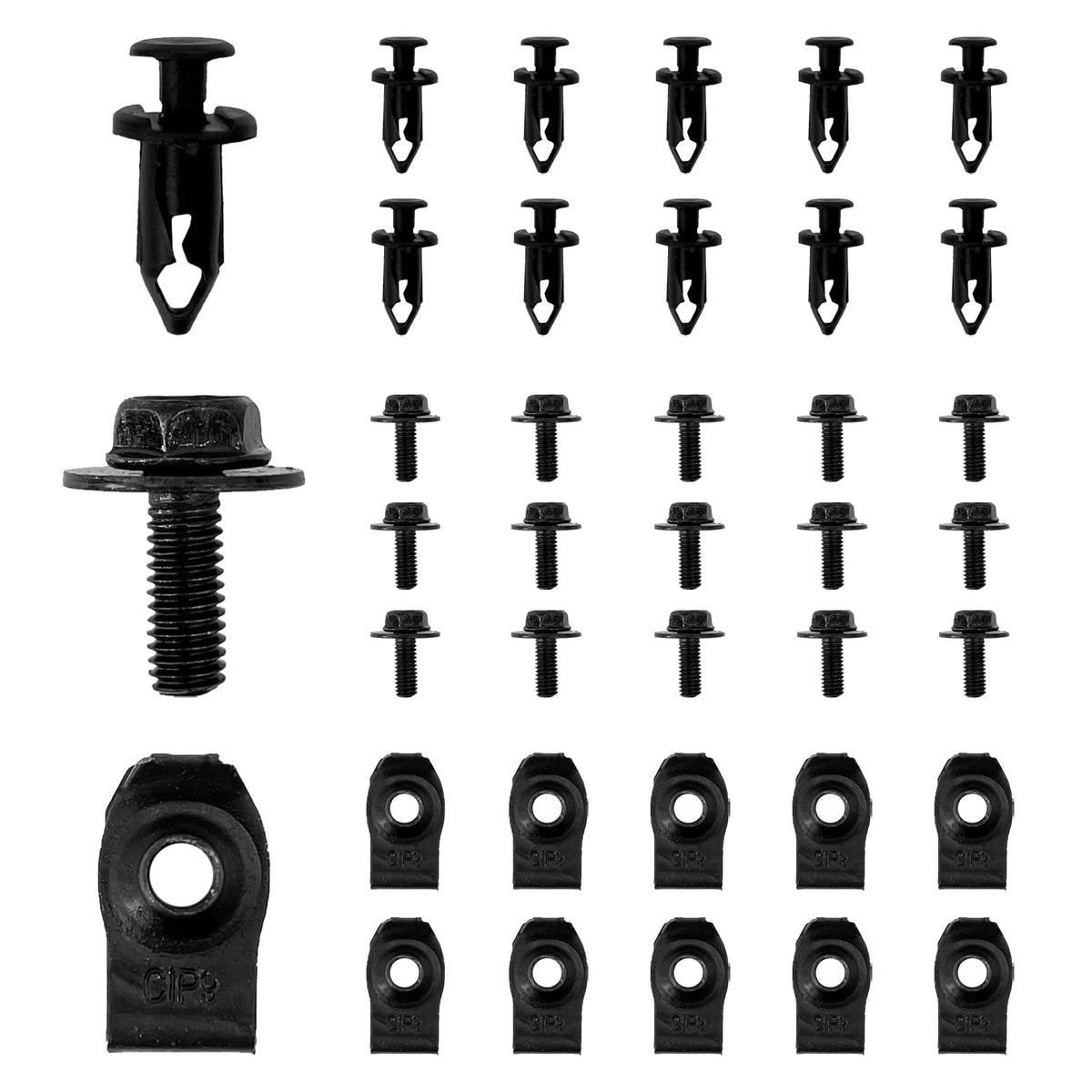 Gistilli 35 Pcs Engine Under Cover Splash Shield Body Bolts, Bumper Fender Liner Push Fastener Rivet Clips Universal Extruded U-Nuts Kit