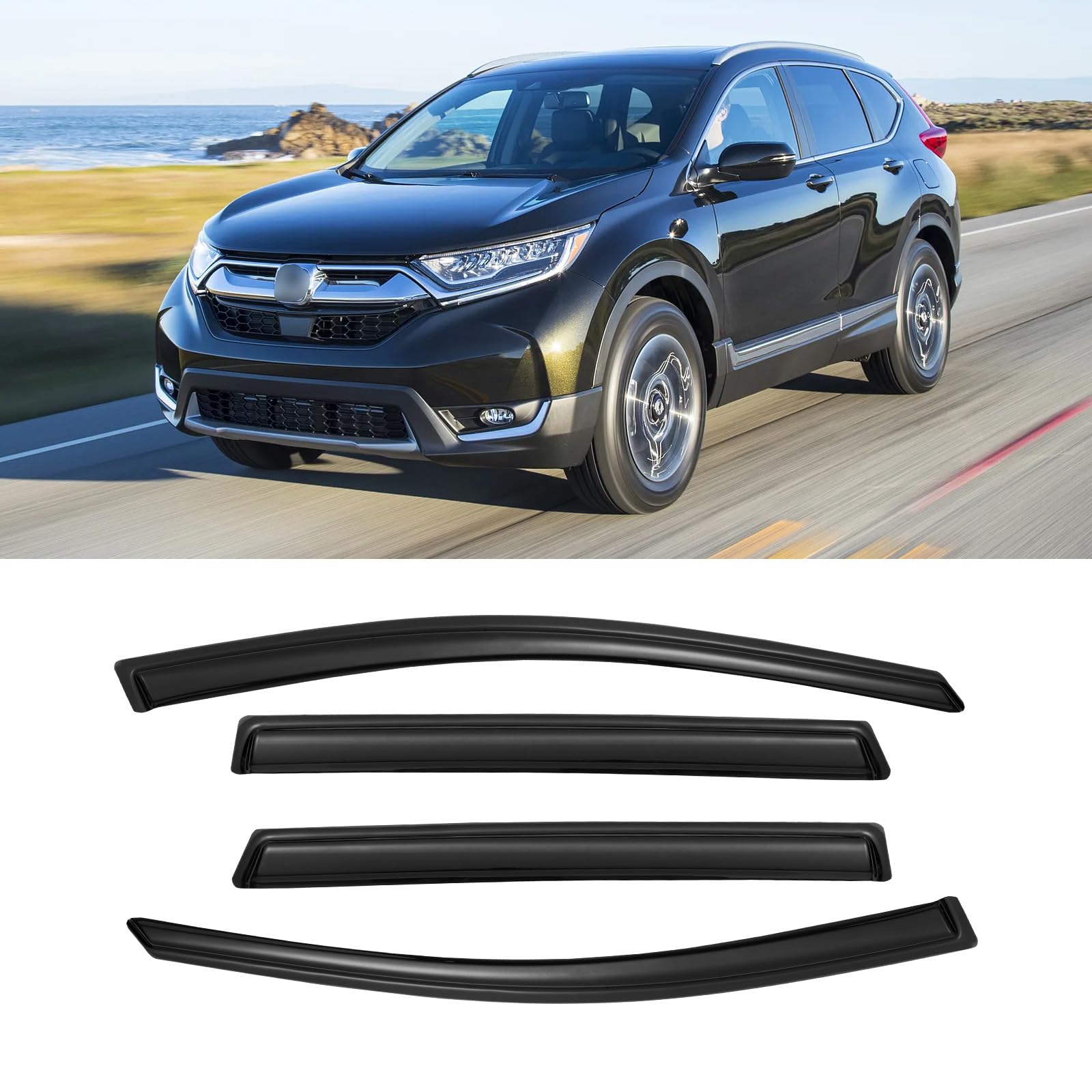 Rain Guards For 2017-2022 Honda Cr-V Crv, Out-Channel Window Visor Shields Vent Deflector Shade Wind Dark Smoke 2018 2019 2020 2