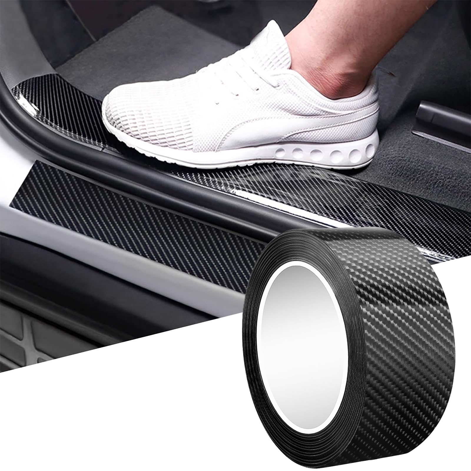 Dgsl Car Door Edge Guards Door Sill Protector, 0.8In X 19.7Ft 5D Carbon Fiber Car Wrap Film, Vinyl Automotive Wrap Film Anti-Col
