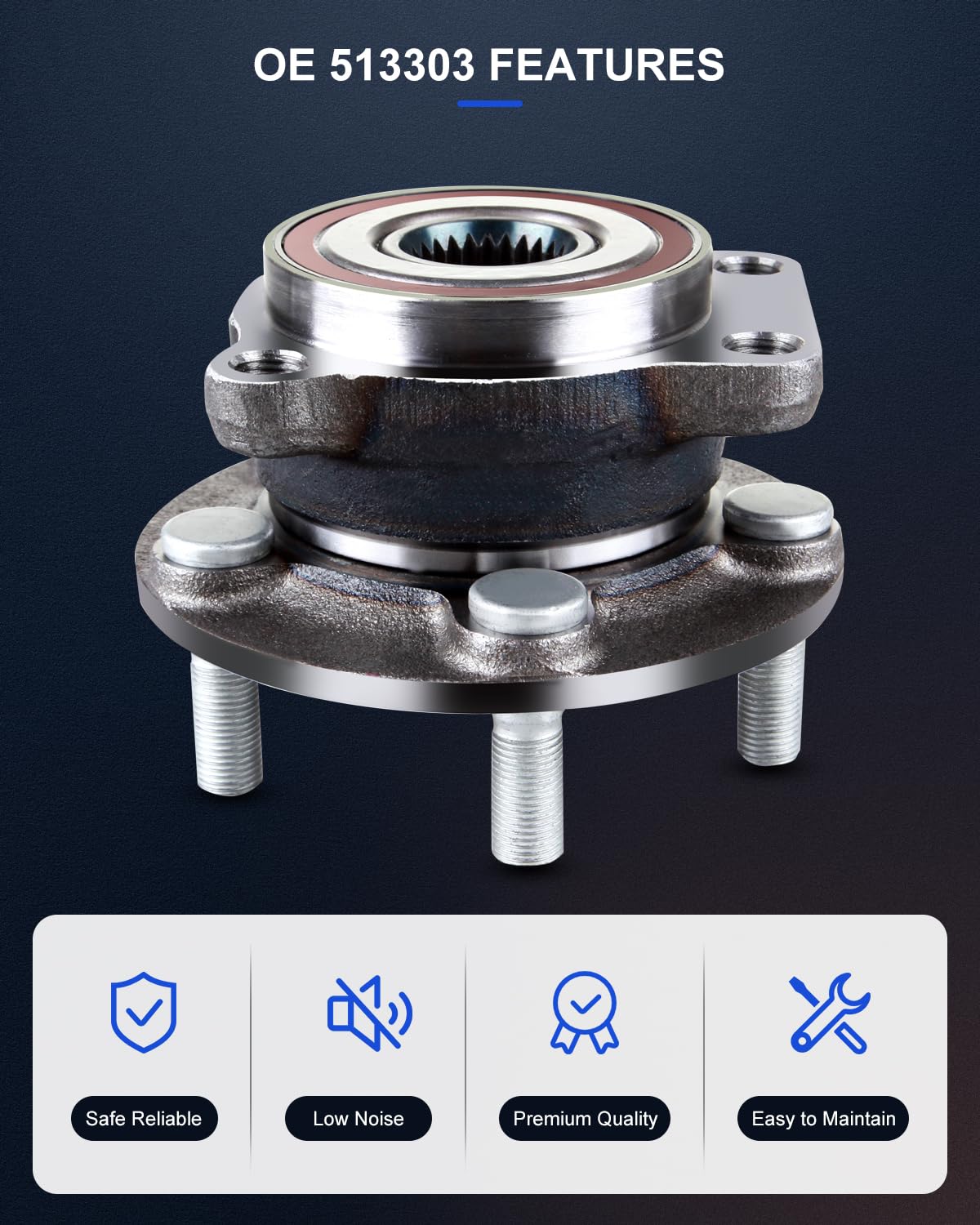 ECCPP 2 New Complete Front Wheel Hub Bearing Assembly 5 Lugs w/ABS For 2008-2014 Compatible with 513303  2