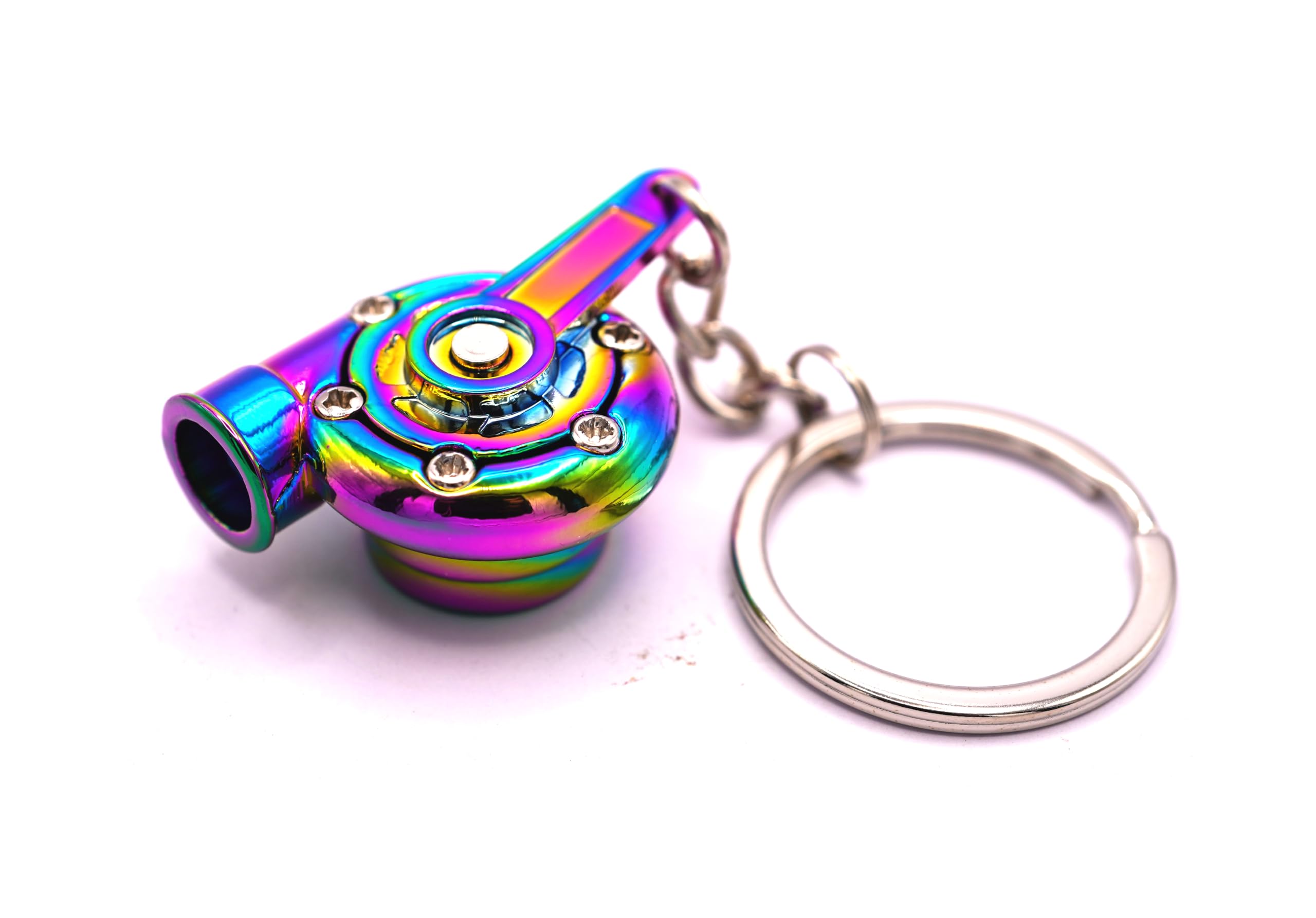 Gt//Rotors Turbo Keychain Metal Spinning Turbocharger Automotive Mini Car Part Keychain Key Ring (Neochrome Turbo)