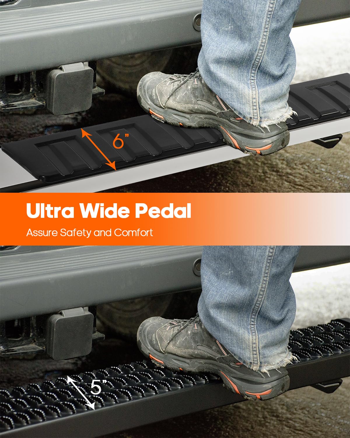 Ocpty 6 Inches Running Boards Compatible With 1999-2016 For Ford F-250 F-350 Crew Cab, Side Steps Nerf Bars Stainless Steel Silver