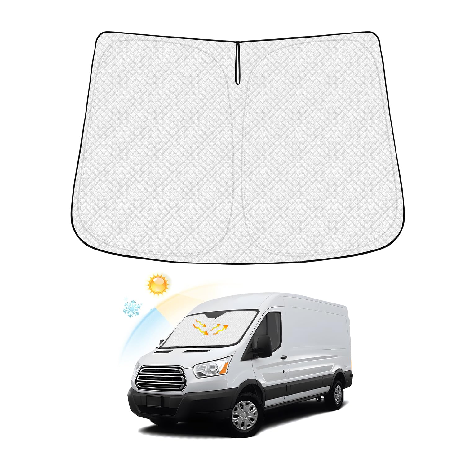 Canvcle Windshield Sun Shade For 2015-2024 2025 Ford Transit Wagon Xl Wagon Xlt Accessories Thicken 6-Layer Foldable Front Windo