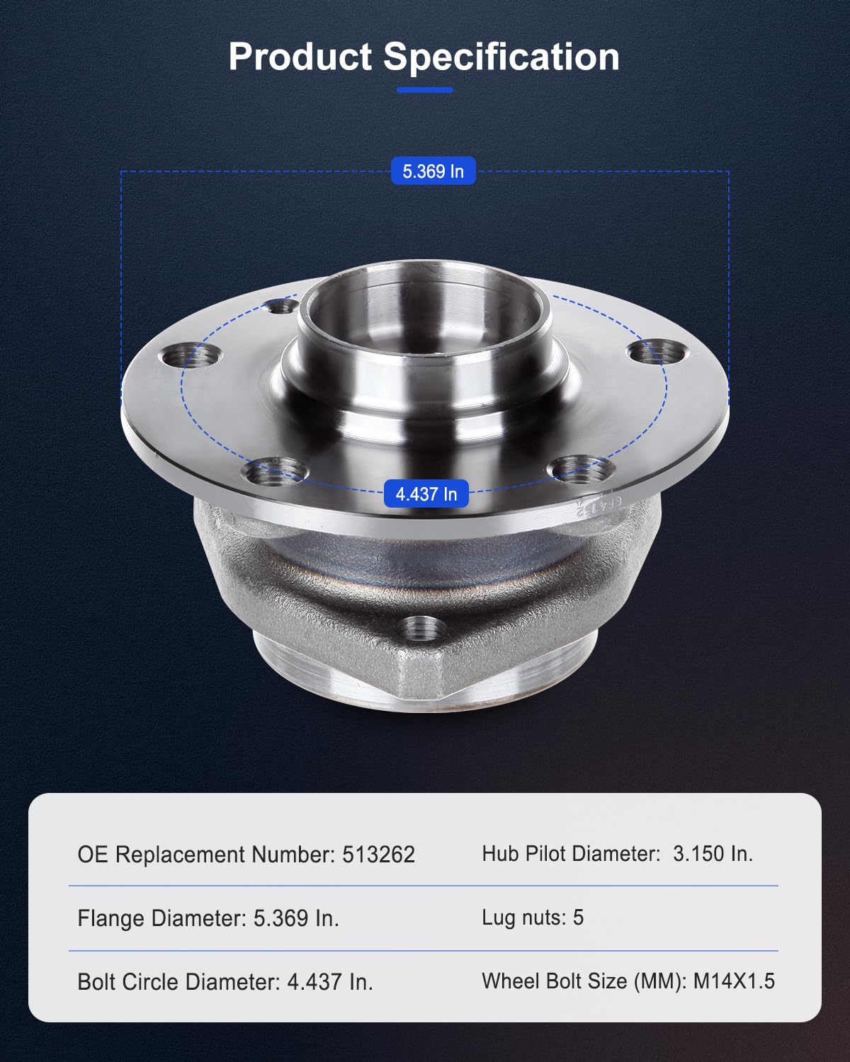 ECCPP Front Wheel Bearing Hub Assembly For Golf Rabbit For GTI Eos R32 A3 2006 2007 2008 2009 2010 2011 2012 5 Lugs w/ABS 513262