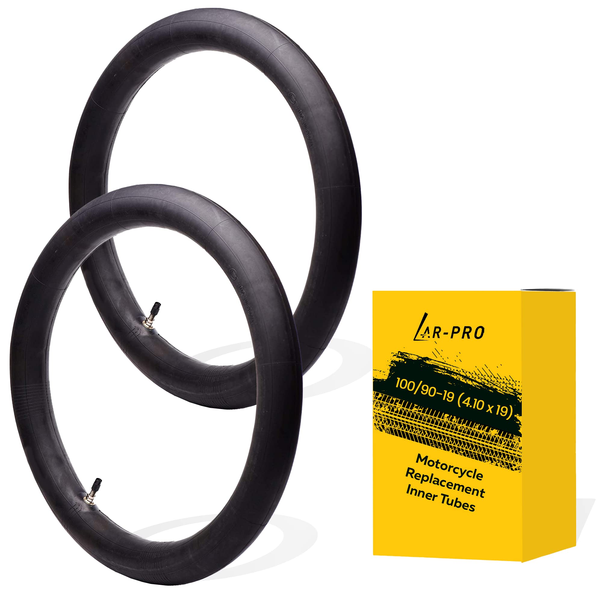 (2-Pack) 100/90-19 (4.10 X 19) Heavy-Duty Motorcycle Inner Tubes - 3Mm Thick Butyl Rubber Inner Tubes - Pinch And Puncture-Resis