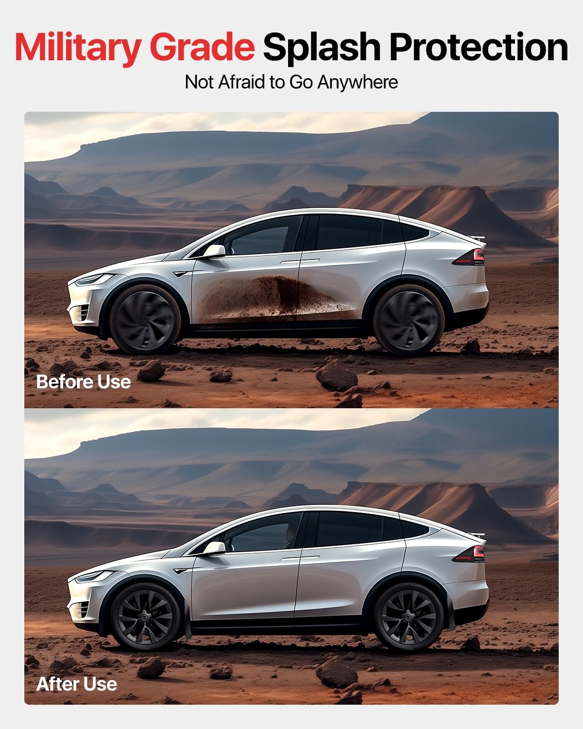 Reevaa 2025 Tesla Model X Accessories - Mud Flaps [No Drilling Required] All-Weather Mud Splash Guard Body Kits For Model X 2025