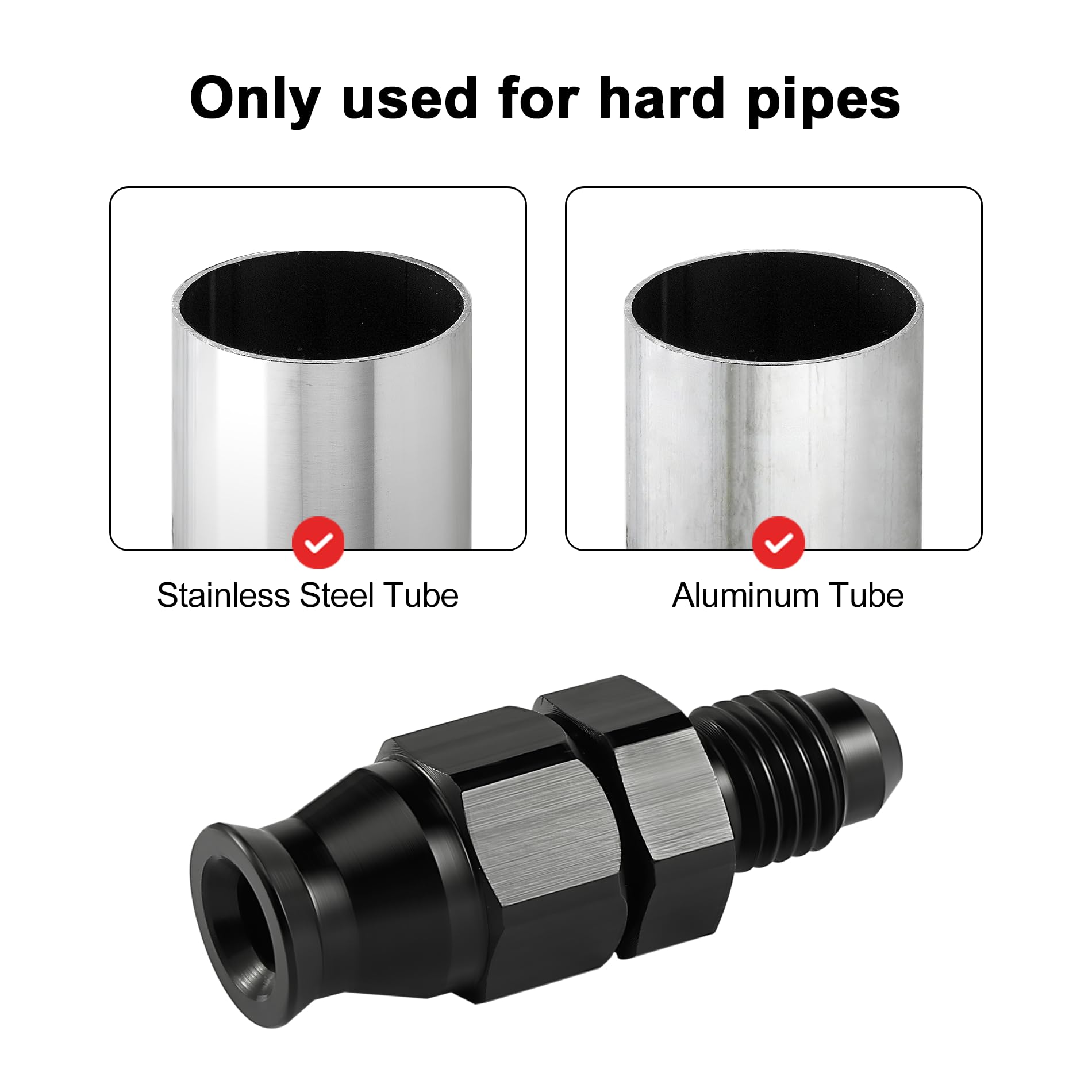 Evil Energy 10An Male To 5/8'' Hardline Compression Fitting Adapter Aluminum Black 2Pcs