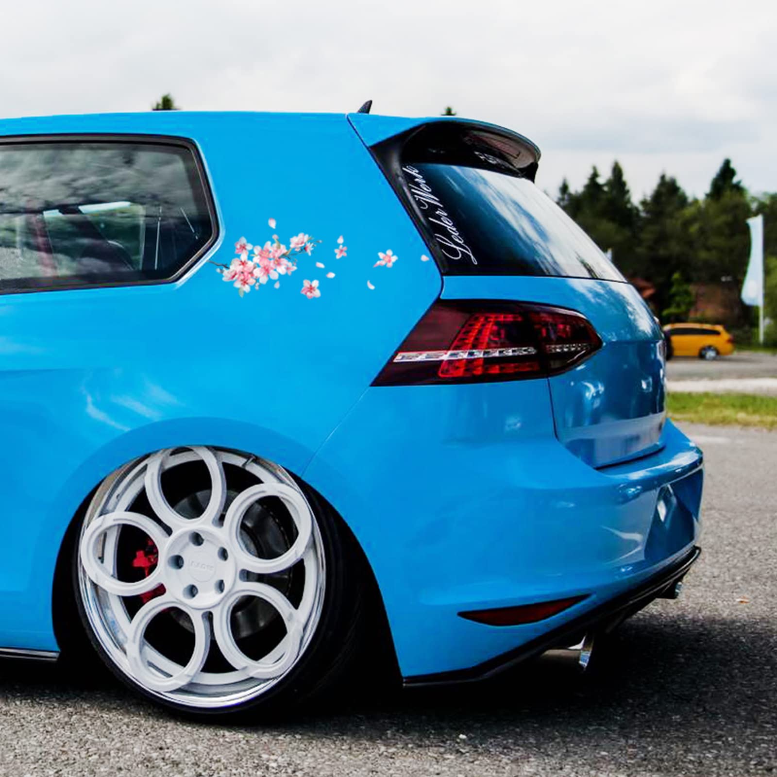 Cherry Blossom Vinyl Car Sticker, Scratch Cover Pink Flower Bumper Decal For Automotive, Motocycle, Home Decor