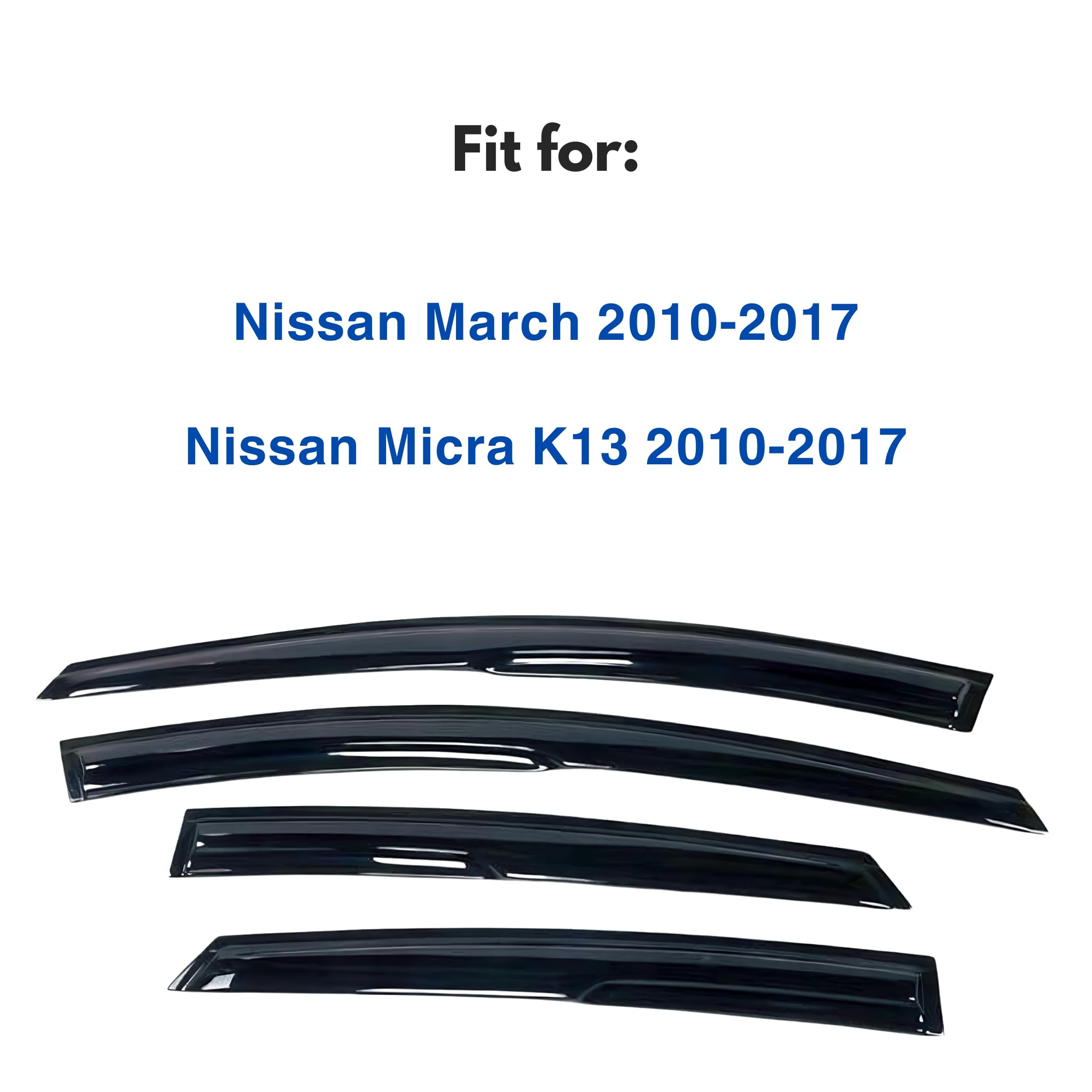 Ig Window Visor For Nissan March 2010-2017 & Micra 2010-2017, Rain Guard Tape-On Durable Sun Wind Side Vent Window Deflector Mug