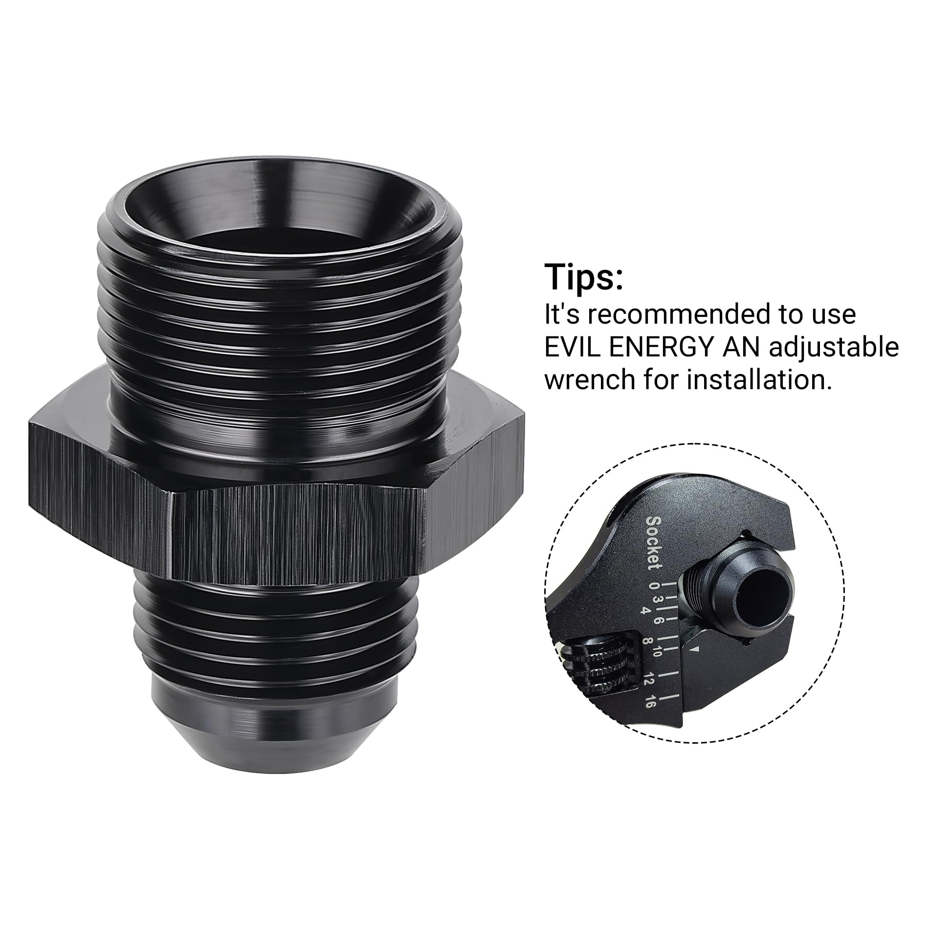 Evil Energy 8An Male Flare To M24 X 1.5Mm Male Metric Fitting Adapter Aluminium Alloy 2Pcs