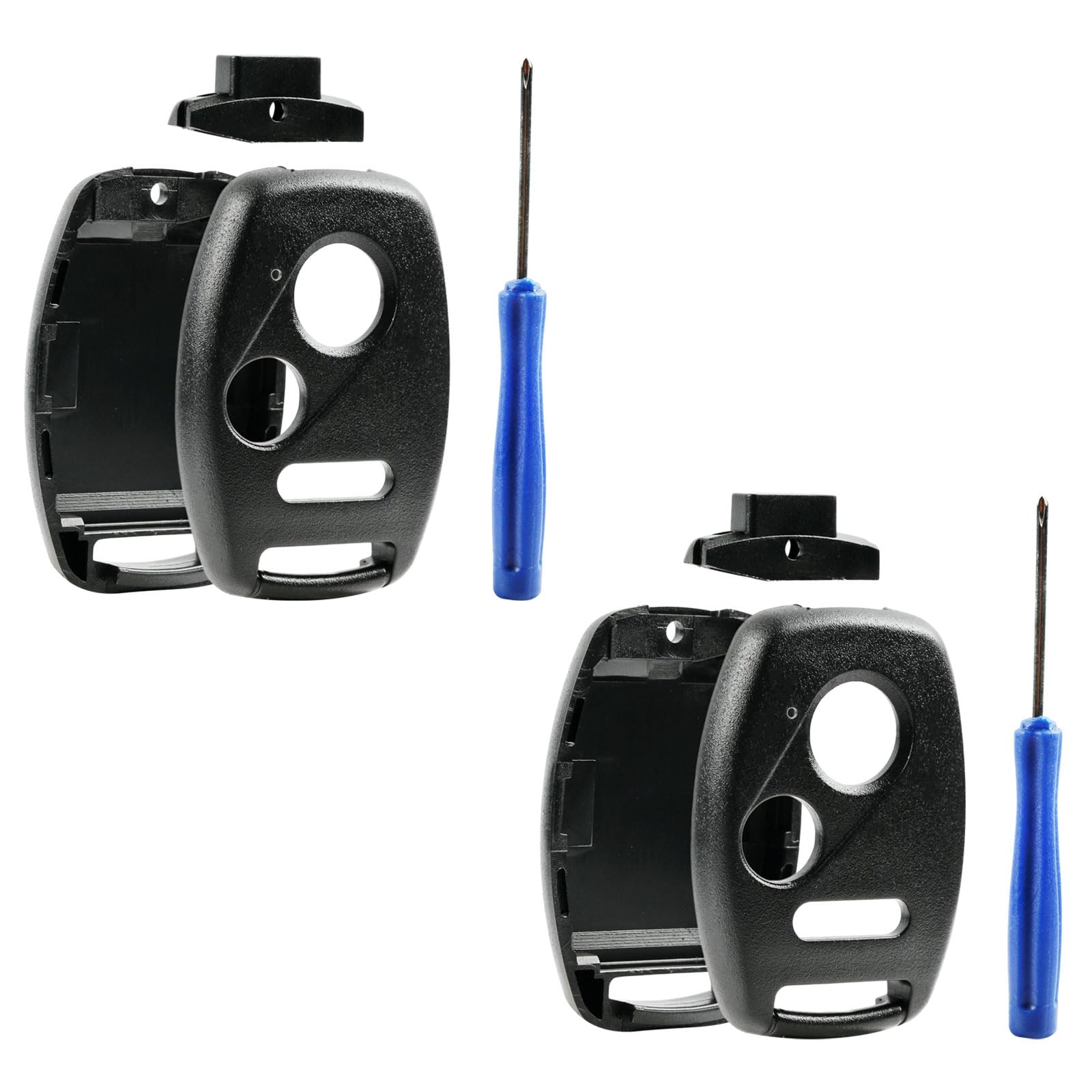 Cutting NOT Required - 2 Key Fob Keyless Entry Remote Shell Case & Pad fits Honda Accord / Civic / CR-V/ Fit / Odyssey / Pilot /