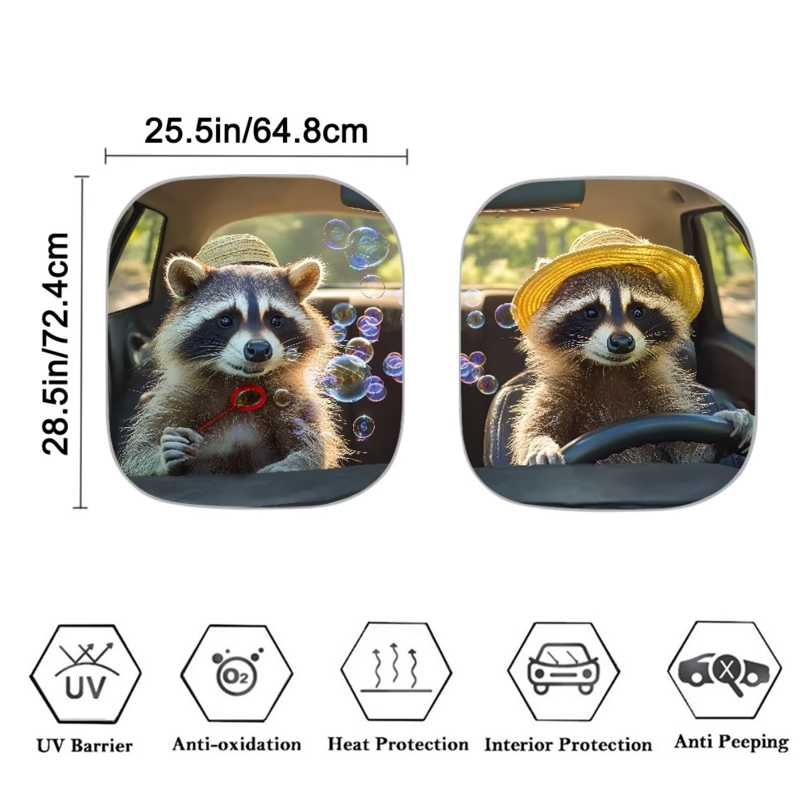 Renewold Car Windshield Sunshade Car Front Window Sun Shade For Most Sedans Suv Truck Raccoon Animal Driving Auto Sun Blocker Vi