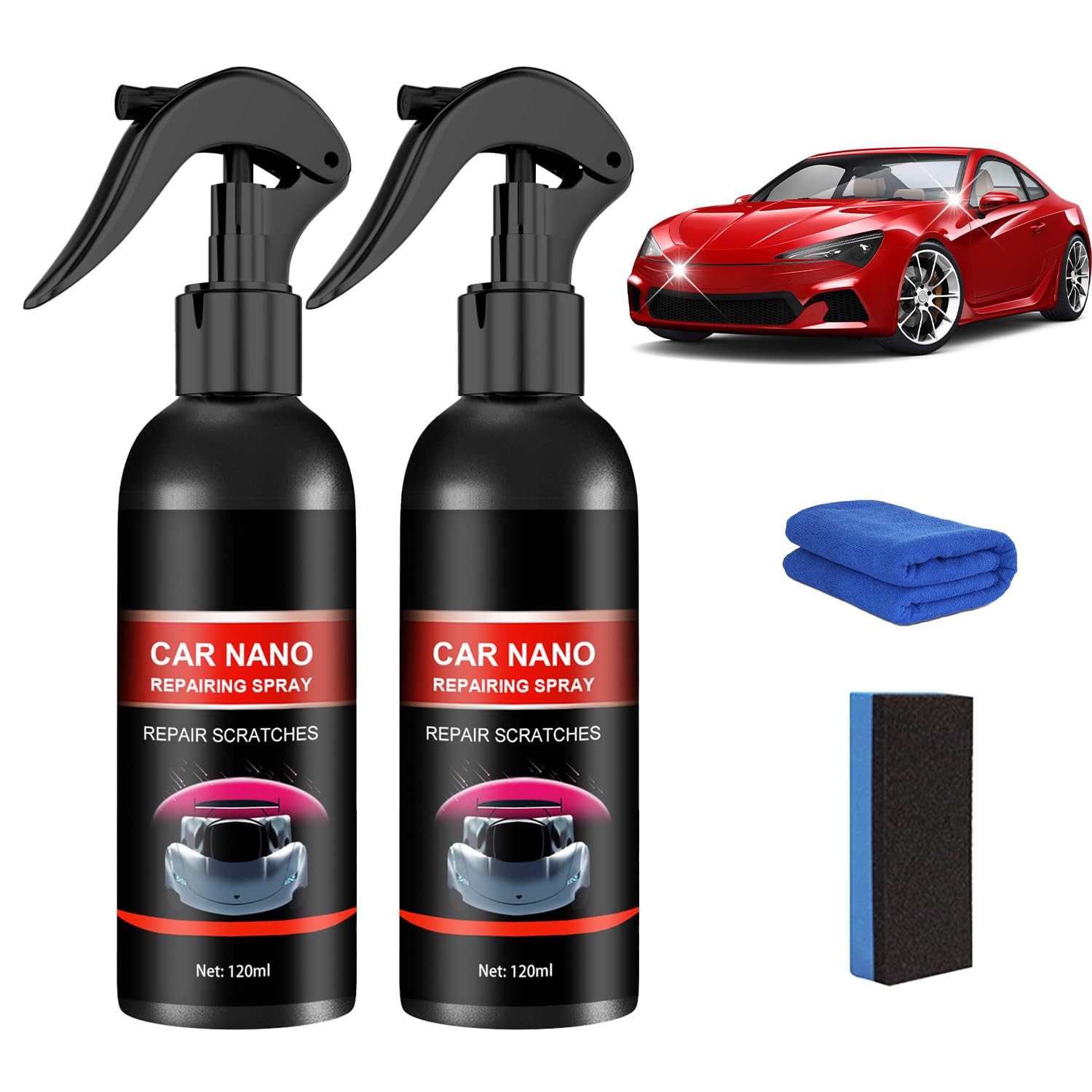 2Pcs Nurafix Nano Car Spray,Nurafix Scratch Remover,Nurafix Scratch Fix,Nurafi x Spray for Cars,Car Repair Sprays,Nurafix Cars S