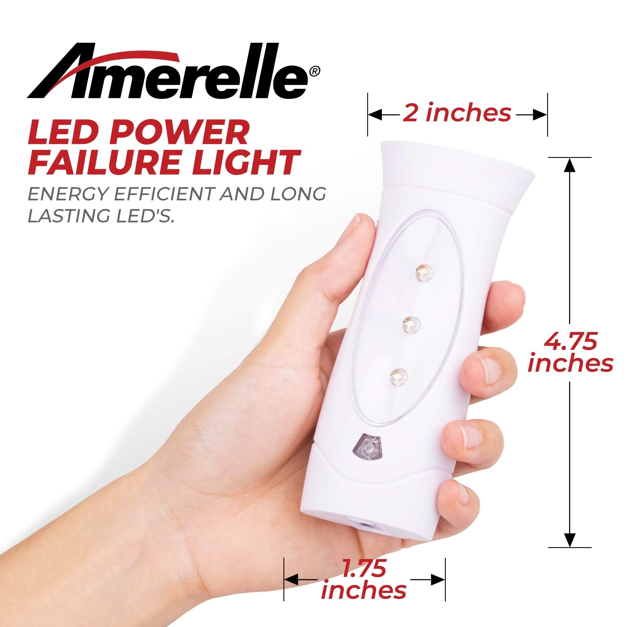 Amerelle Led Emergency Lights For Home Power Failure, 2 Pack - Triple Function Power Failure Light And Plug In Flashlight Combo,