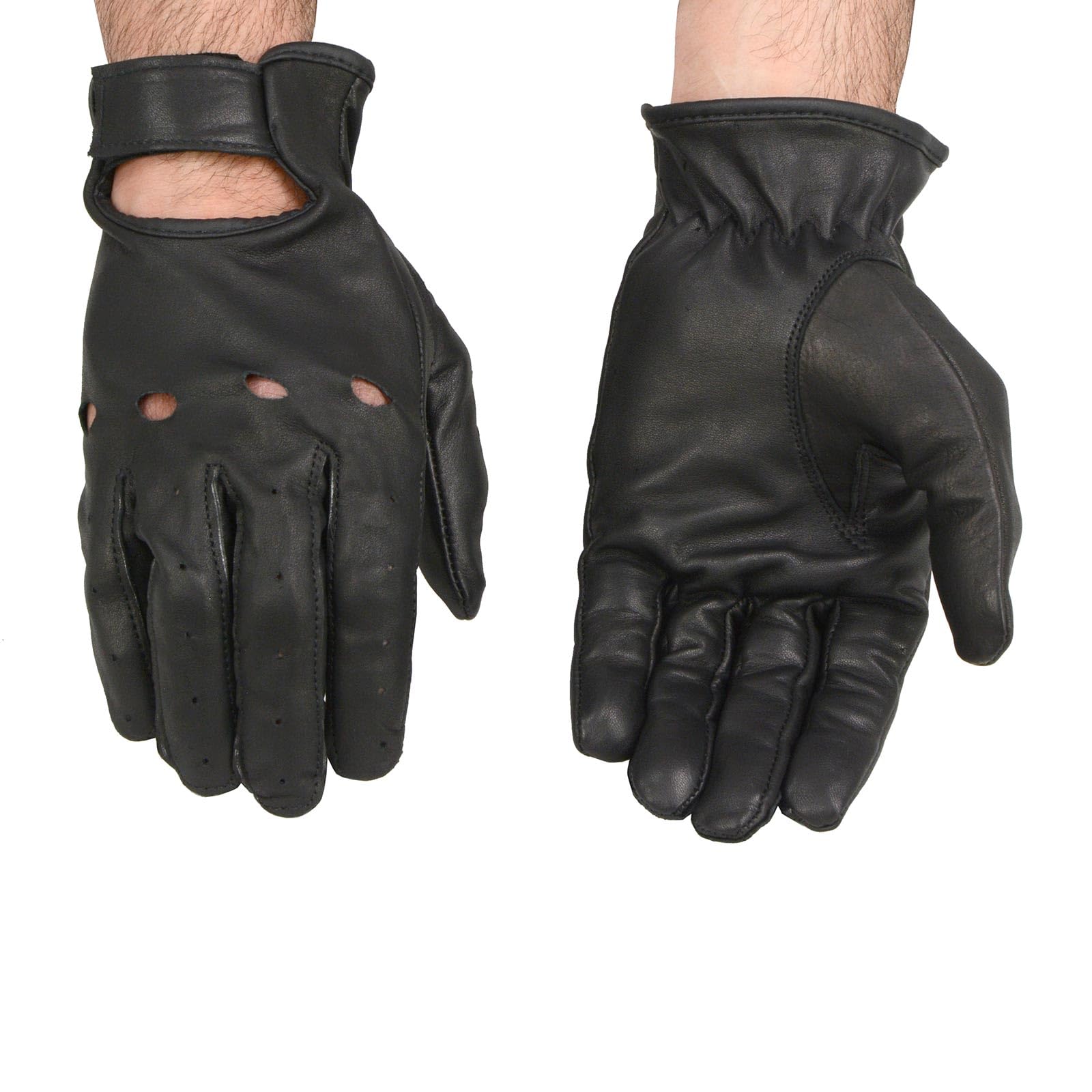 Milwaukee Leather Sh247 Men'S Black Leather Unlined Classic Style Driving Gloves - Large