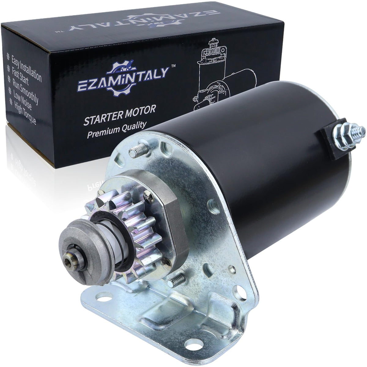 Ezamintaly Starter Motor 14 Teeth Replacement for Briggs and Stratton Intek IC OHV Engine for Troy Bilt 42 inch Bronco, Pony Rid