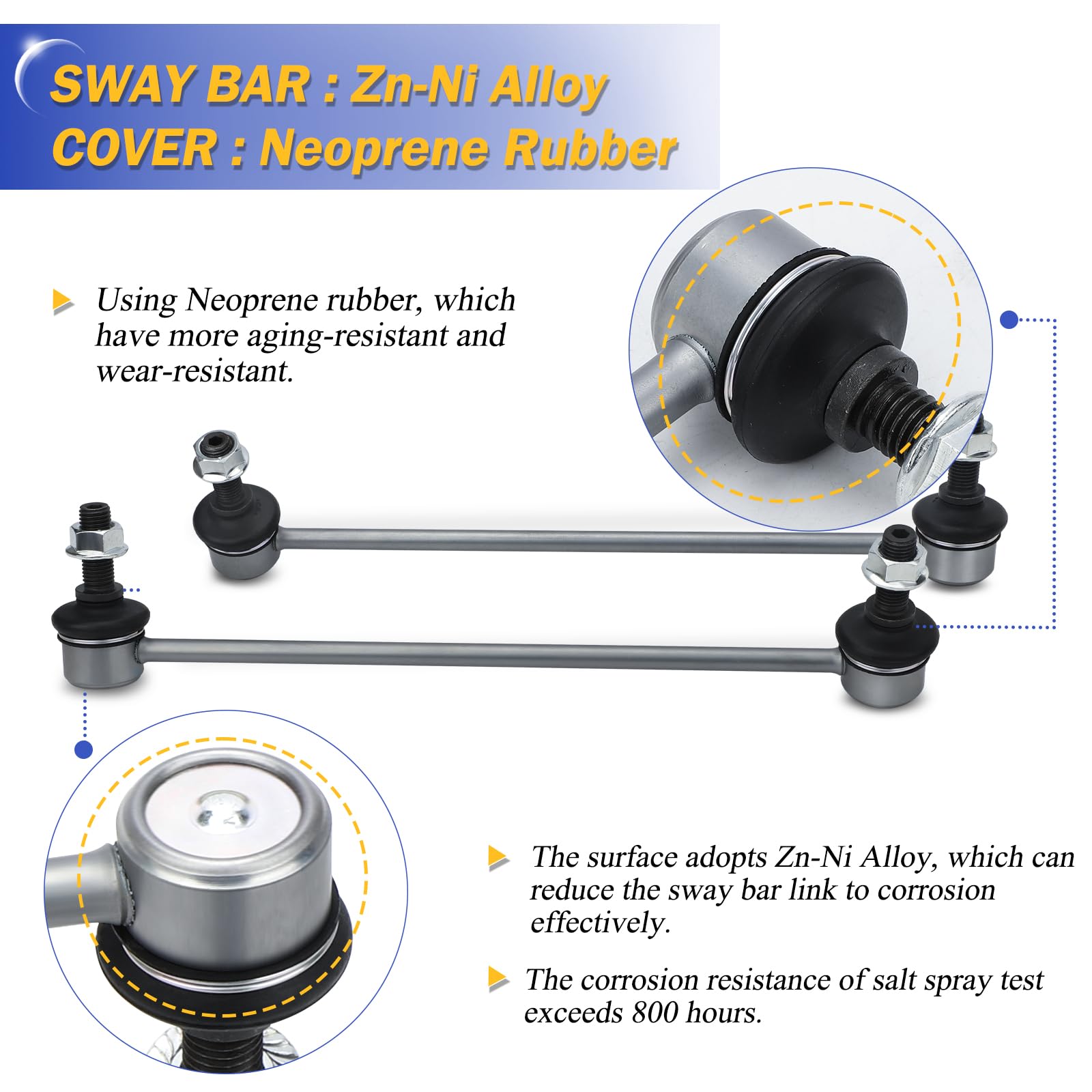 Zinc-Nickel Alloy Front Stabilizer Sway Bar Links For 2005-2009 Chevy Equinox,2006-2009 Pontiac Torrent,2002-2007 Saturn Vue Rep