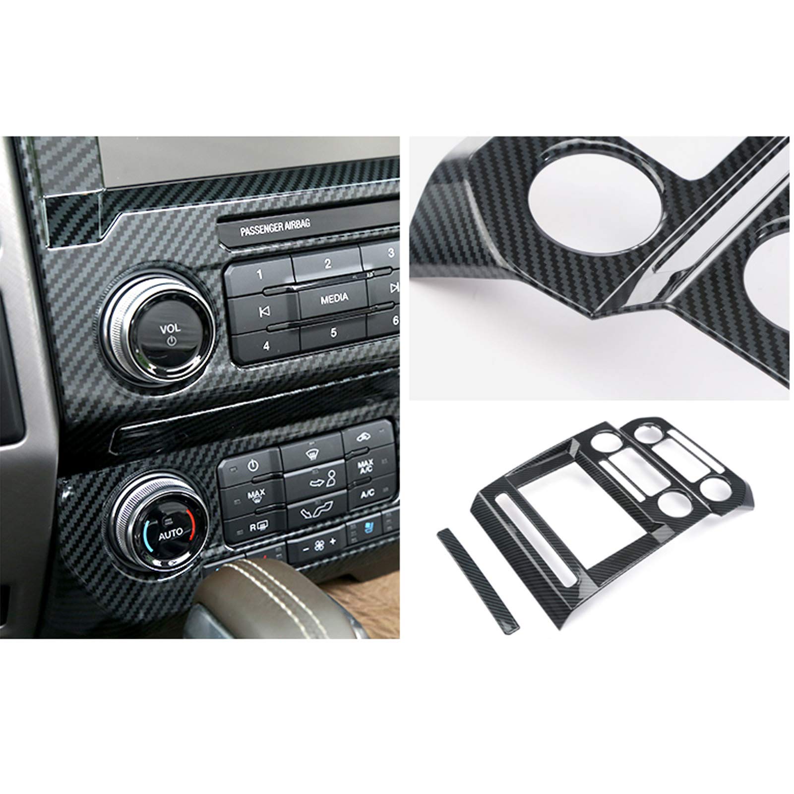 Keptrim for F150 ABS Carbon Fiber Center Console Trim for 2015 2016 2017 2018 Ford F150, 1pc