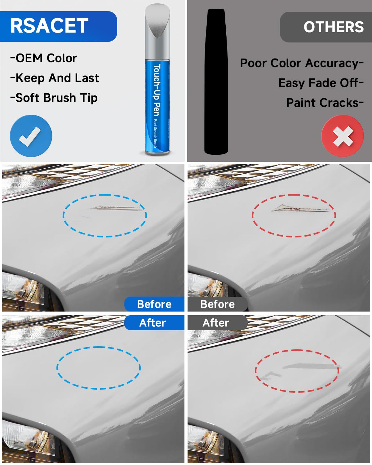 Shimmering Silver(R2T) Touch Up Paint Compatible with Hyundai Exact Match Touch Up Paint Car Scratch Repair