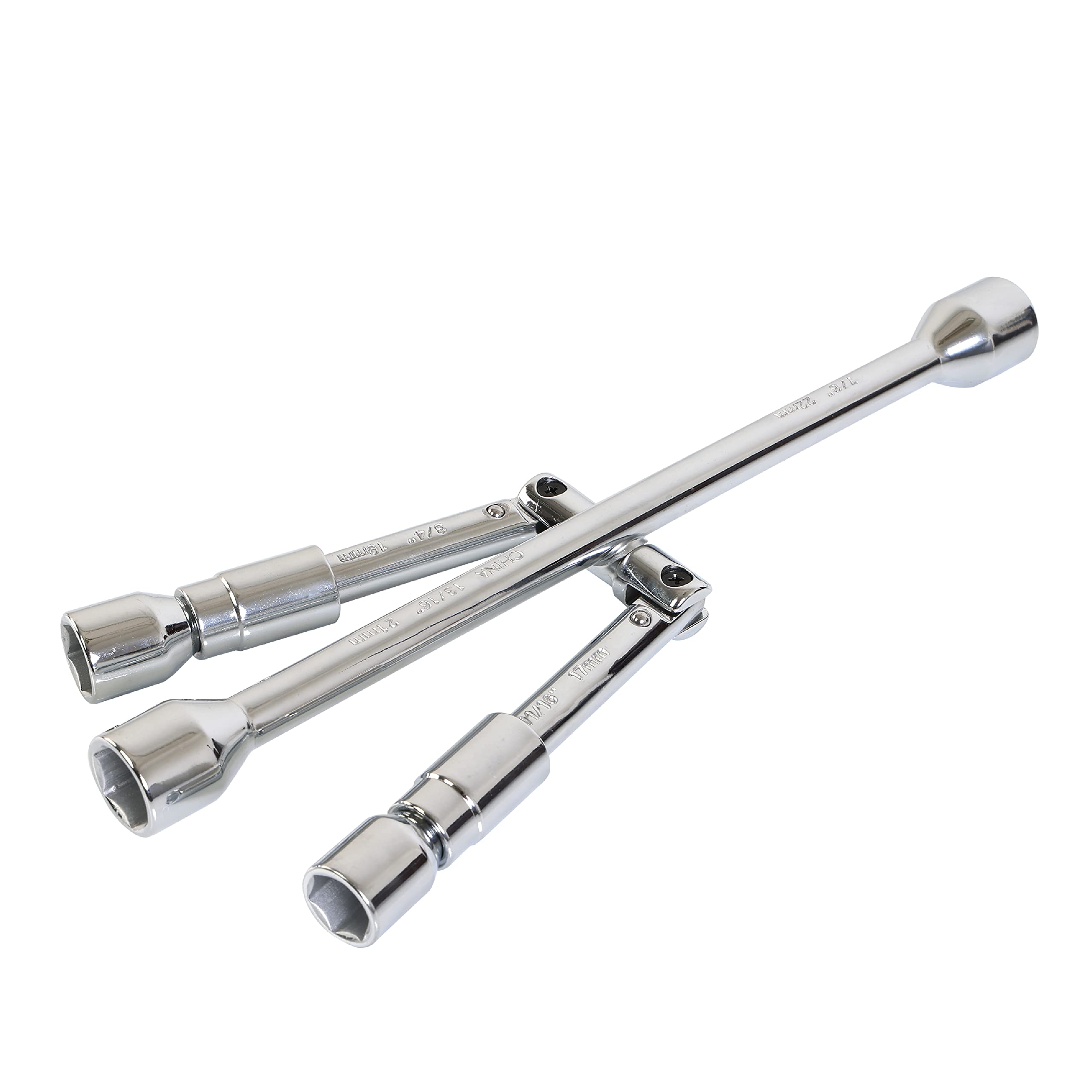 Jack Boss Folding Lug Wrench 4 Way,14-Inch Sae + Metric Tire Cross Wrench Universal And Foldable Wheel Wrench For Car,Trucks