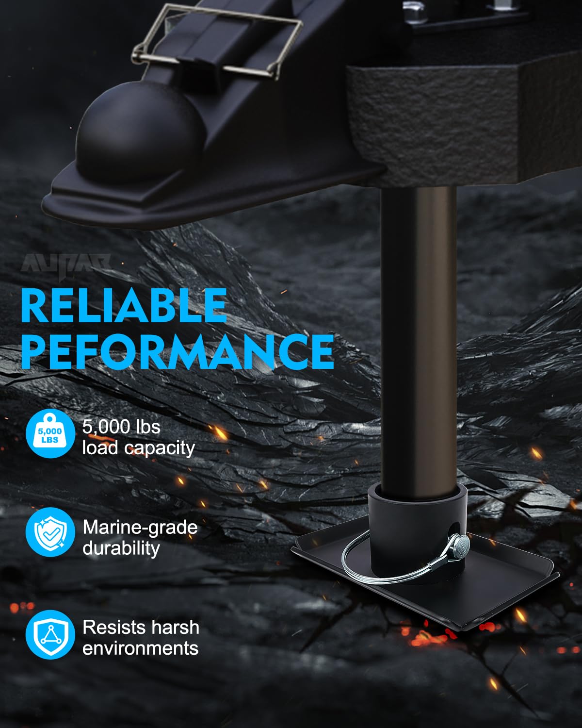 Aupar Trailer Jack Foot Plate with Pin Base, 5000lbs Capacity Foot Pad Compatible with Boat Trailer Jack Tongue Parts, Boat Hitc