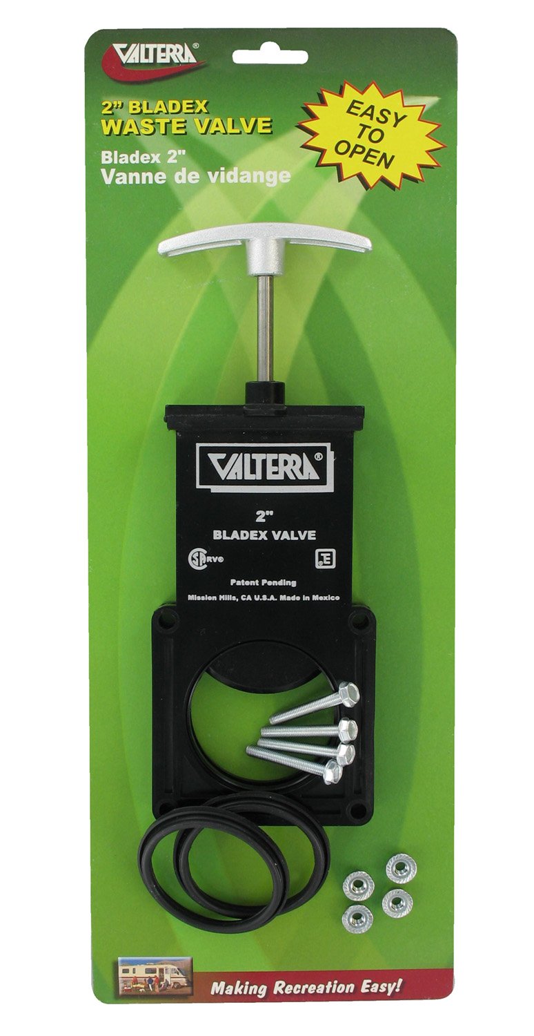 Valterra T1002VPM Bladex 2&quot; Waste Valve Body with Metal Handle , Black