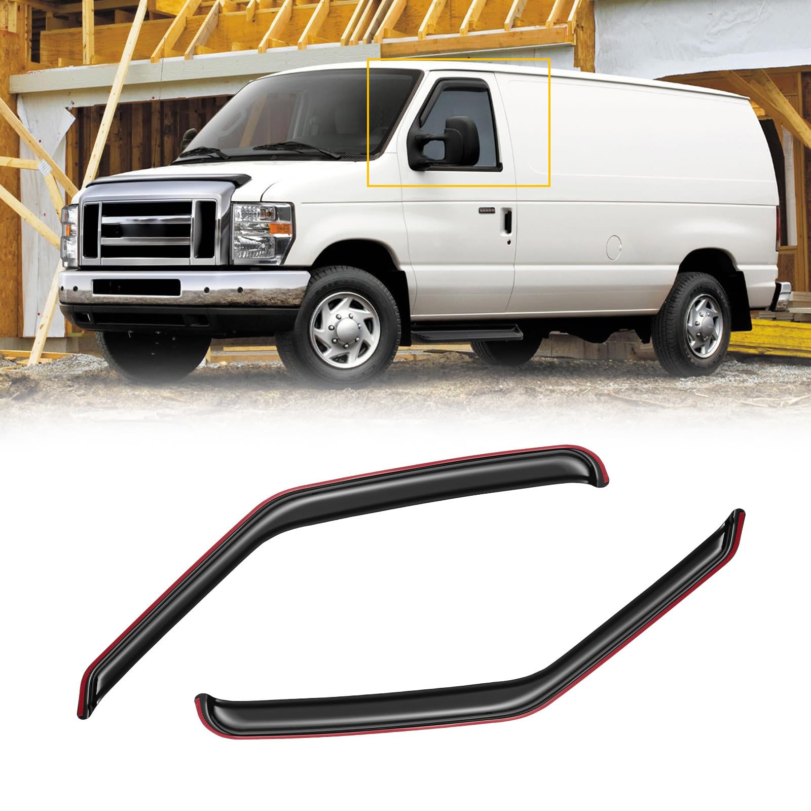 Cmvt Auto Window Visors For 2007-2014 Ford E-150 E-250 E-350 E-450 Super Duty, Rain Guards Shields Vent Shade Deflector Dark Smo