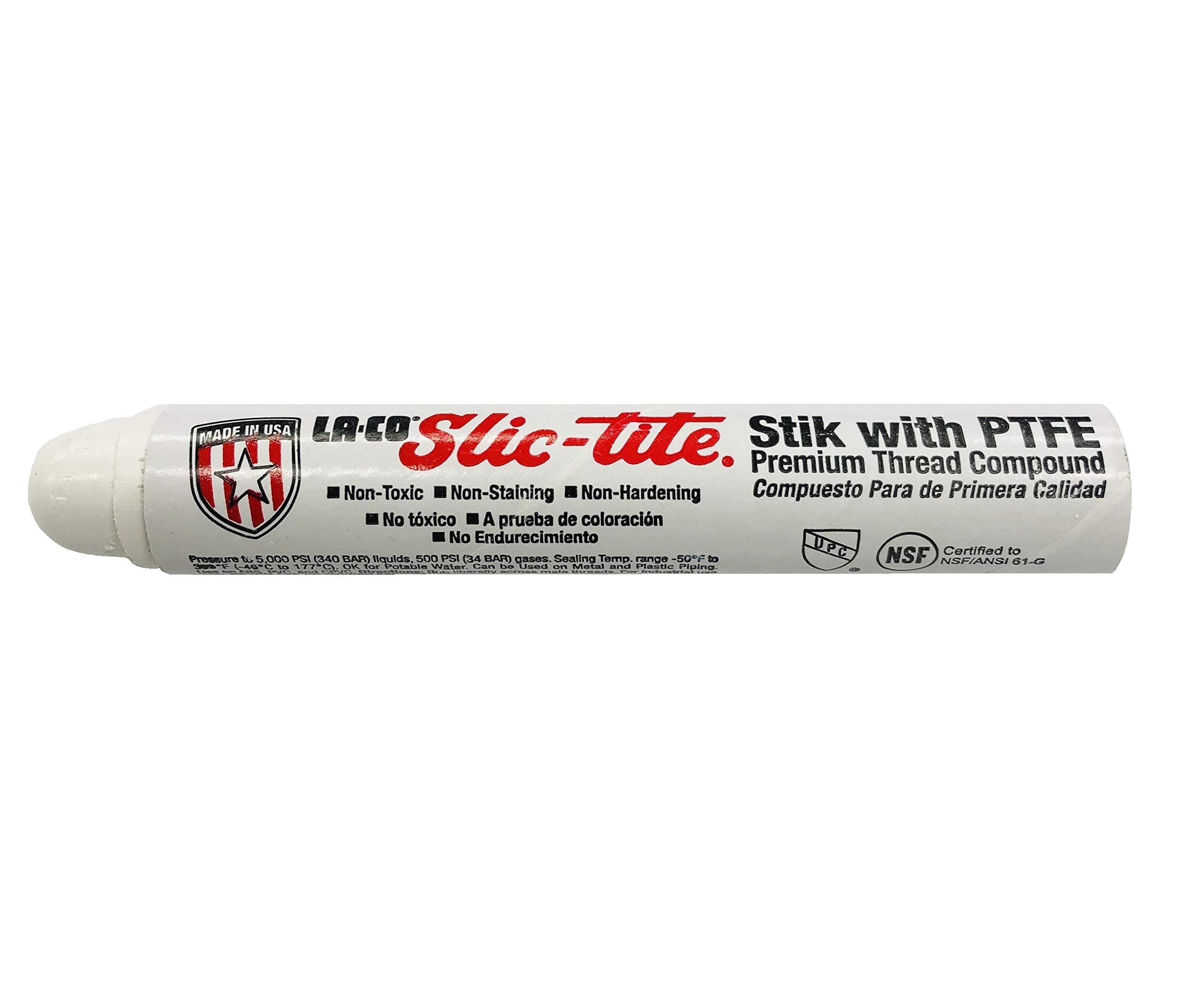 LA-CO 41600 Slic-Tite Thread Sealant Stik with PTFE, 1-1/4 oz. Stick