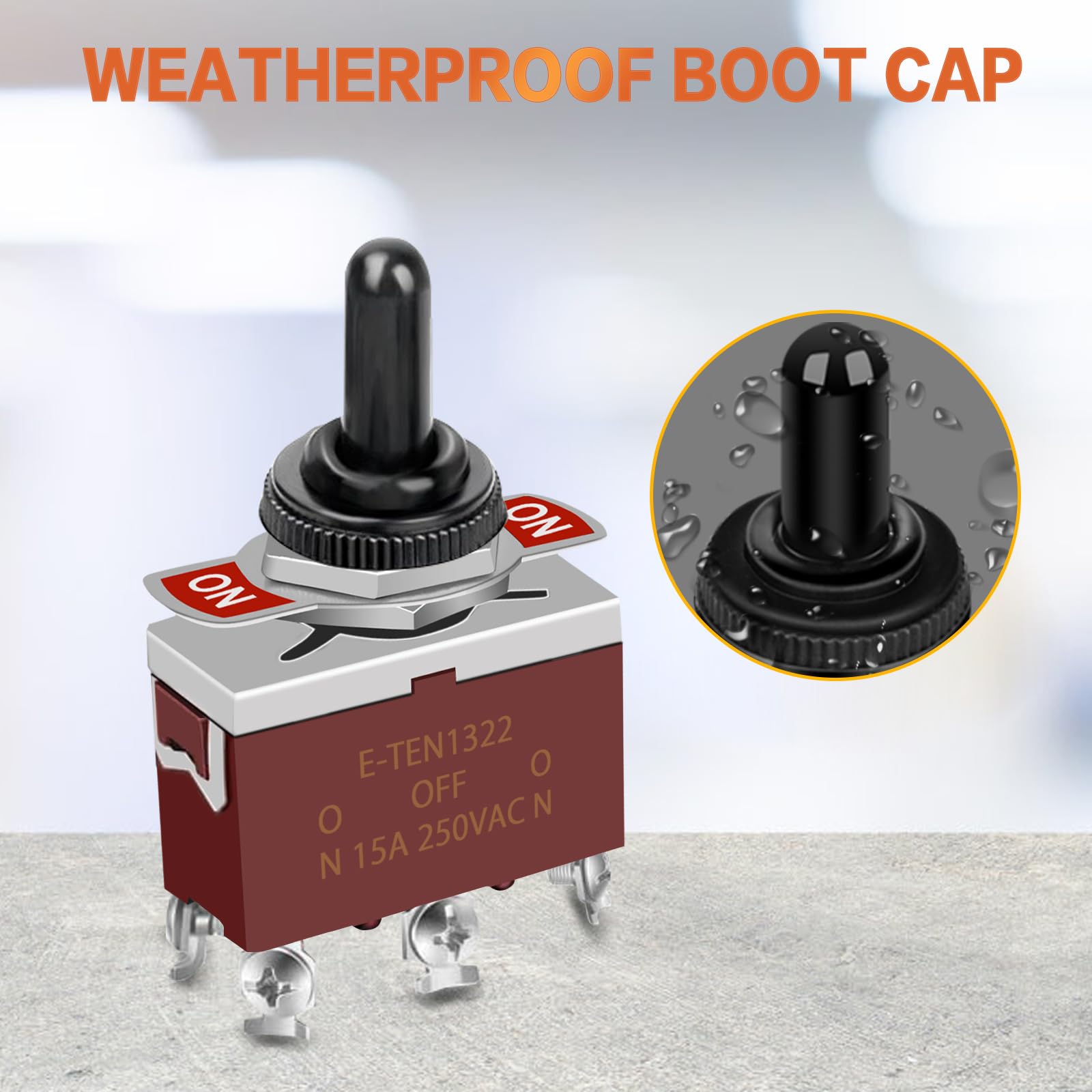 5Pack Toggle Switch, 6 Pin On-Off-On 12V Dc 30A/250V Ac 15A Dpdt Marine Waterproof Toggle Switch With Boot Cap Cover, Switch For