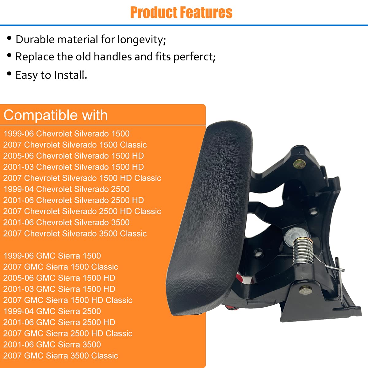 Npauto Tailgate Handle Latch Compatible With 1999 2000 2001 2002 2003 2004 2005 2006 Chevy Silverado 1500 2500 3500 Gmc Sierra H