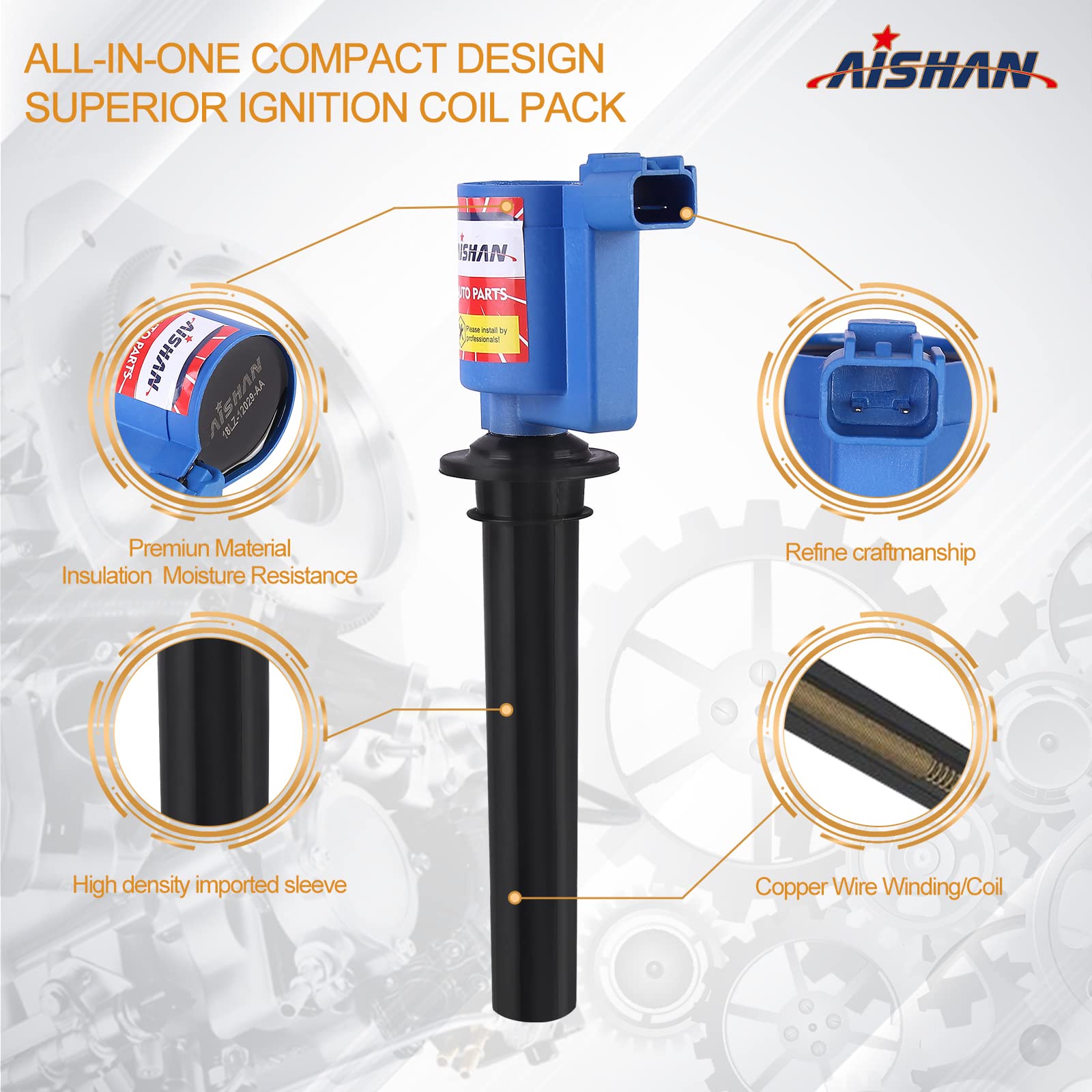 Aishan Set Of 6 Ignition Coil Pack Compatible With Ford Taurus Escape, For Mazda 6 Tribute, For Mercury Mariner Montego Sable V6