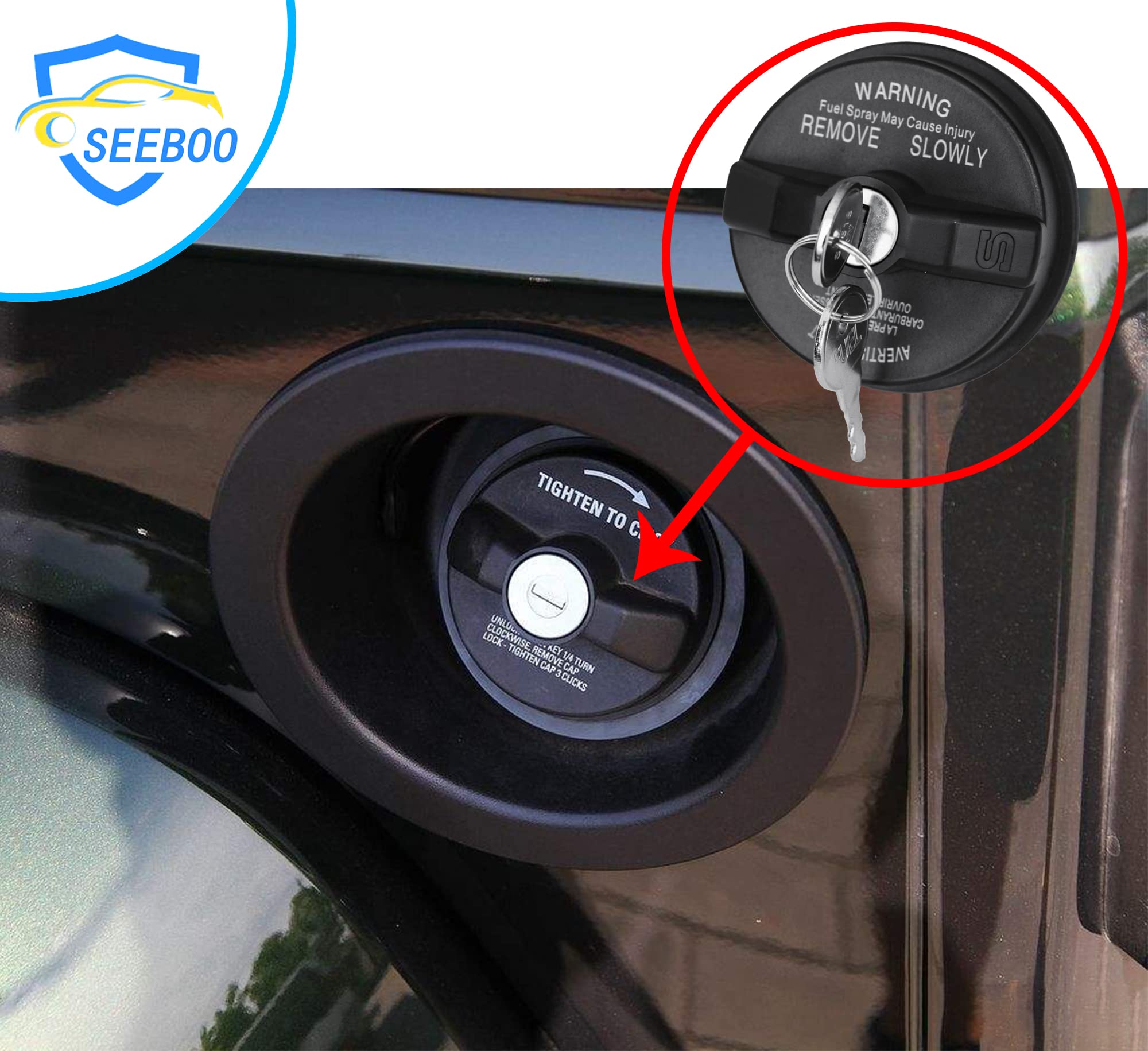 Locking Gas Cap, Lock Fuel Cap For Chrysler Dodge Jeep Ram - Liberty Compass Commander Challenger Patriot Grand Caravan Ram 1500 2500, Cherokee Wrangler Jk Tk, Journey Dakota,Durango,Avenger