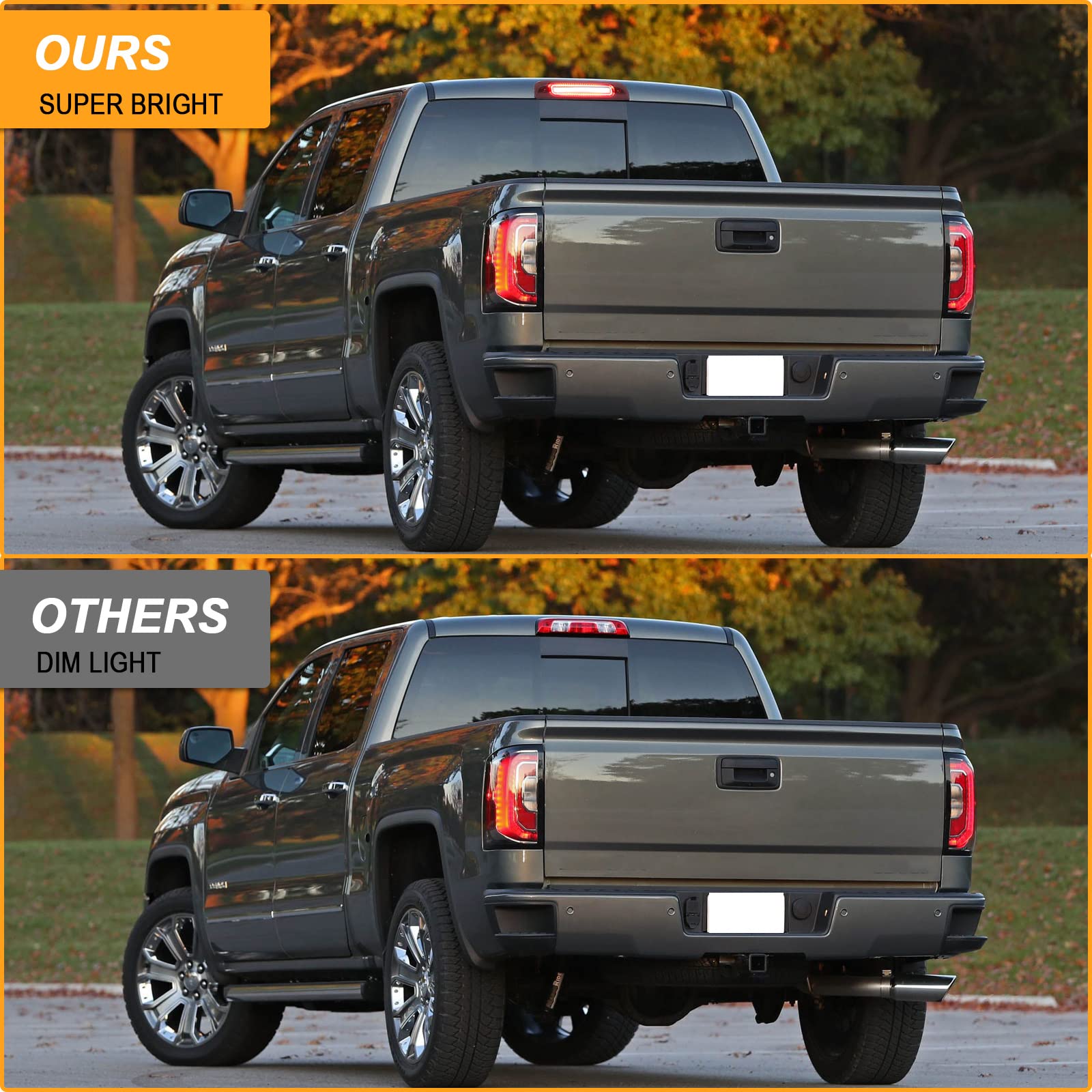 Led Third Brake Light For 2014-2019 Silverado Sierra 1500 2500Hd 3500Hd Pickup Truck Roof Cargo Lights F1 Style Strobe High Mount Stop Lamp Red White Lens Replace Oem# 23509162 | 20979071